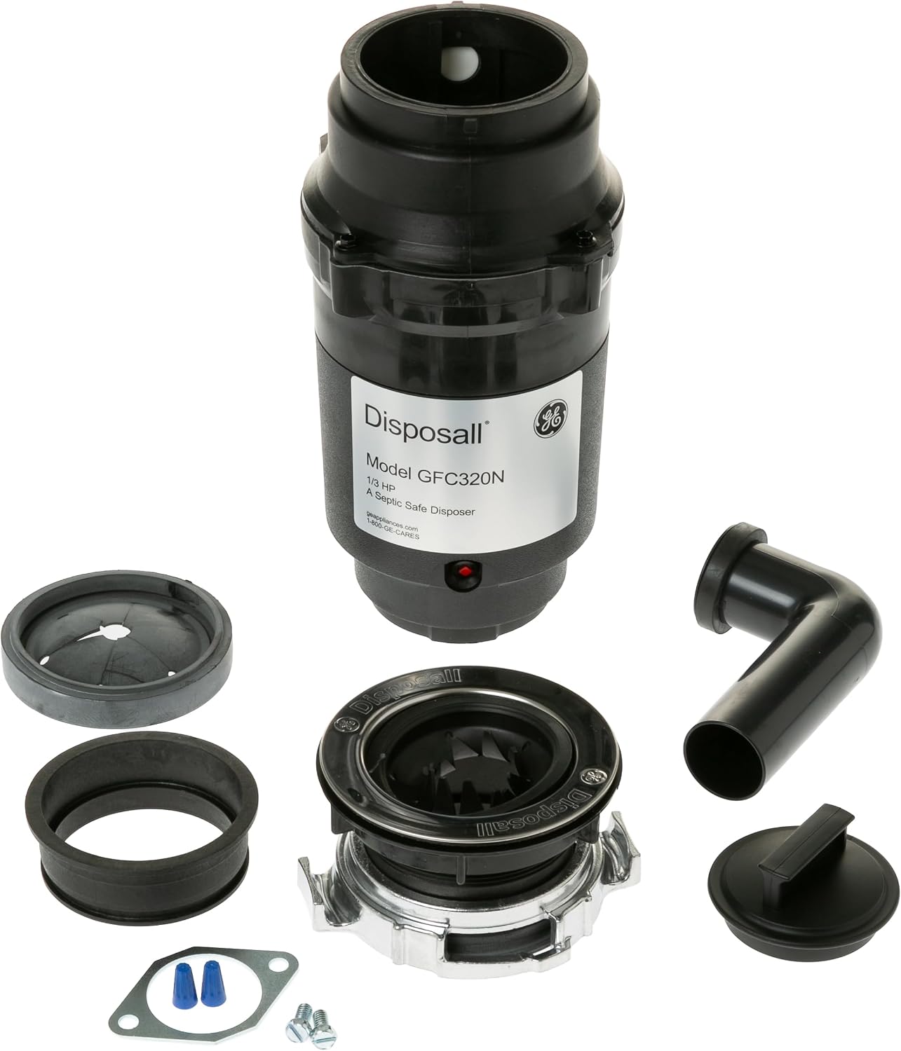 GE Disposall Continuous Feed 1/3 Horsepower Motor Garbage Disposer, Good for Grinding: Cooked Pasta & Fruit Peels, Easy Install Kit & Power Cord Included, Recommended for 1-2 Person Homes, GFC325N | Continuous Feed, Jam Resistant Technology, Quiet Motor,…