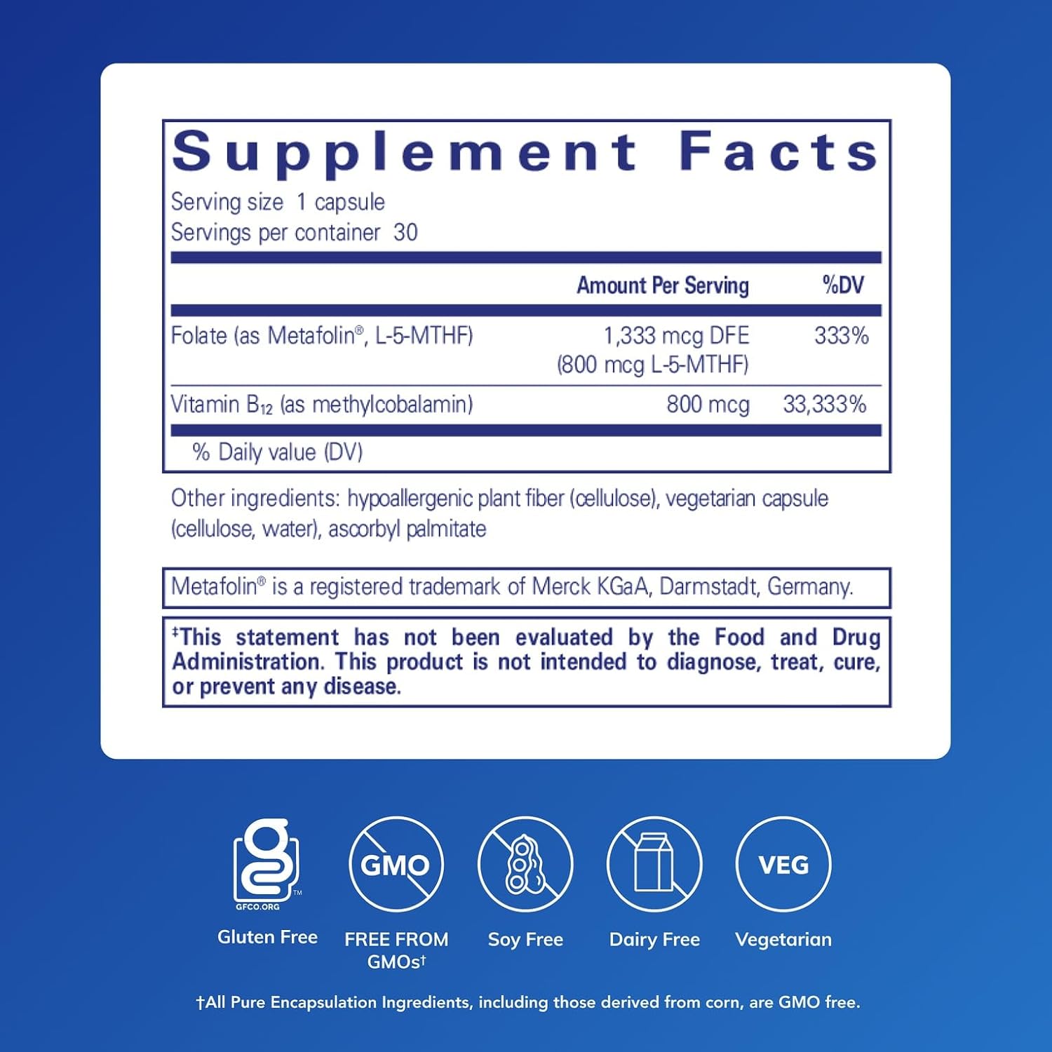 Pure Encapsulations B12 Folate - Energy Supplement to Support Nerves, Energy Metabolism & Cognitive Support* - with Vitamin B Folate as Metafolin - 60 Capsules | Energy Supplement to Support Nerves, Energy Metabolism and Cognitive Function Support*, with…