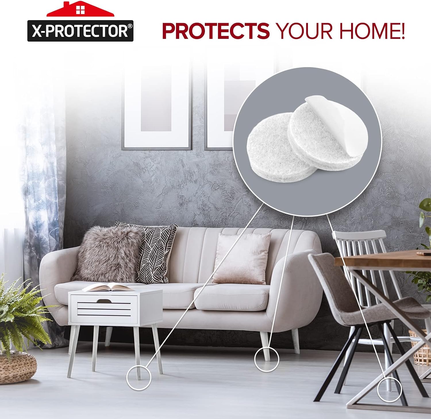 Felt Furniture Pads X-PROTECTOR 133 PCS Premium Furniture Pads - Felt Pads | Furniture Feet Wood Floor Protectors - Protect Your Hardwood & Laminate Flooring! Brown and Beige