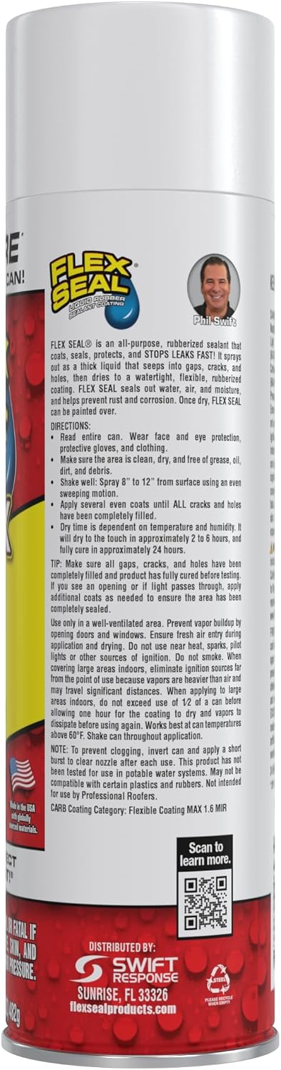 Flex Seal, 14 oz, 2-Pack, Black, Stop Leaks Instantly, Waterproof Rubber Spray On Sealant Coating, Perfect for Gutters, Wood, RV, Campers, Roof Repair, Skylights, Windows, and More