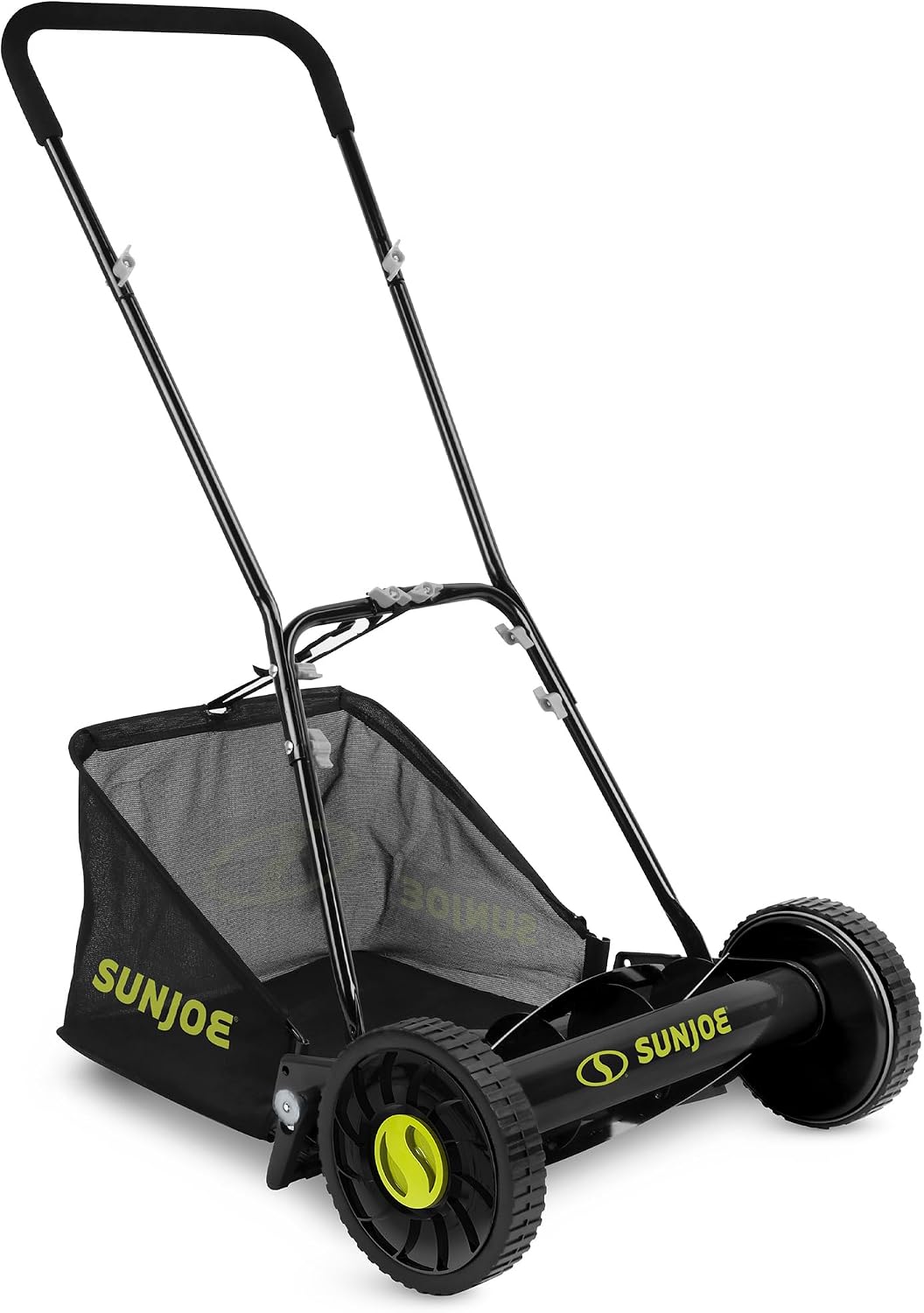Sun Joe Manual Push Reel Lawn Mower with 6.6-Gal Grass Catcher, 16-Inch Cutting Width - Heavy-Duty Yard Trimmer Machine for Gardening Care and Maintenance, MJ500M