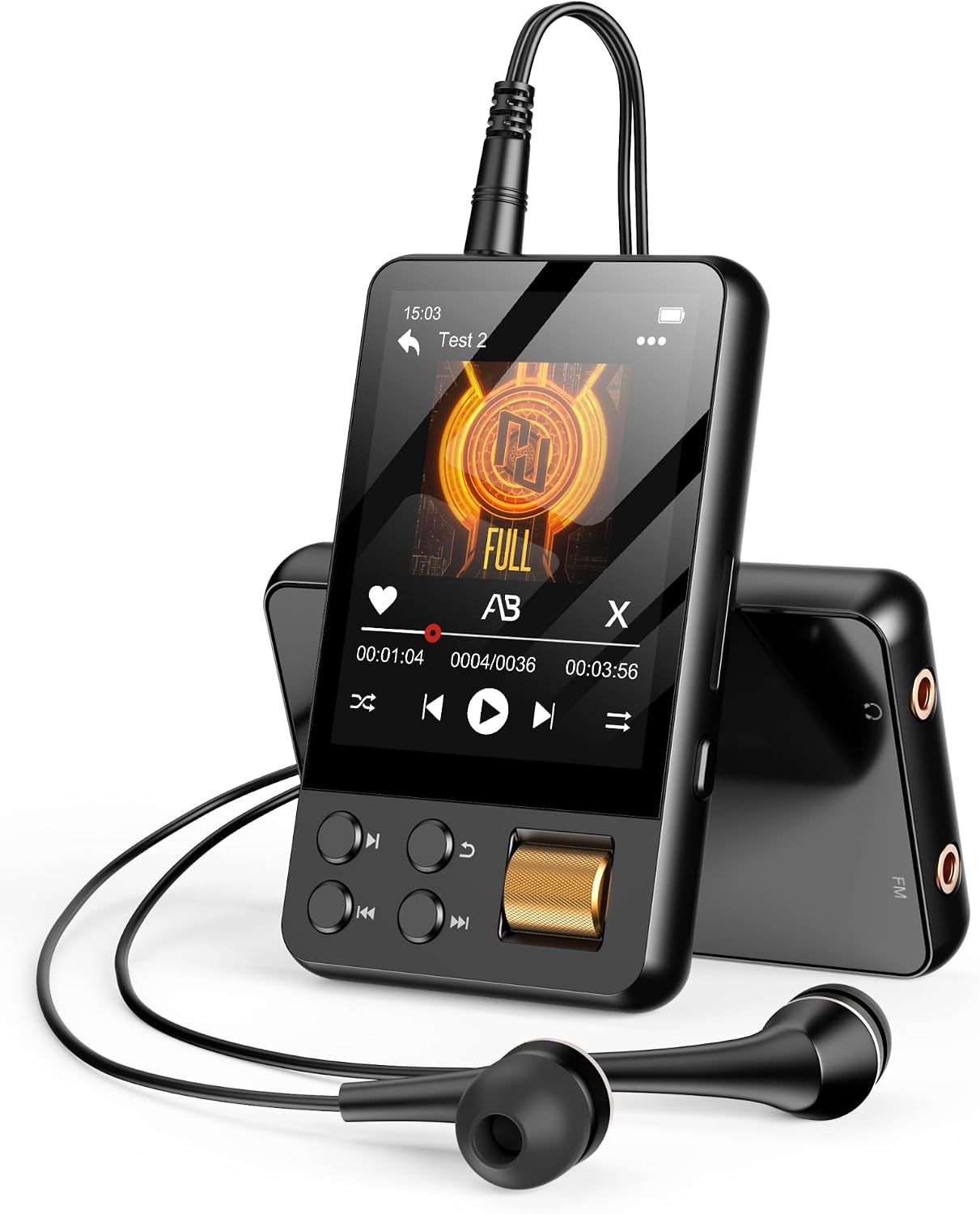 128GB MP3 Player with Bluetooth 5.4, AGXOV Music Player with Built-in HD Speaker, FM Radio, Voice Recorder, HiFi Sound, E-Book, Earphones Included
