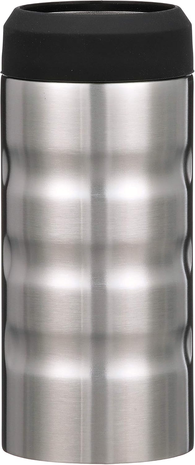 Grizzly Grip Slim Can, 12 oz Stainless Steel Can Cooler, Brushed Stainless