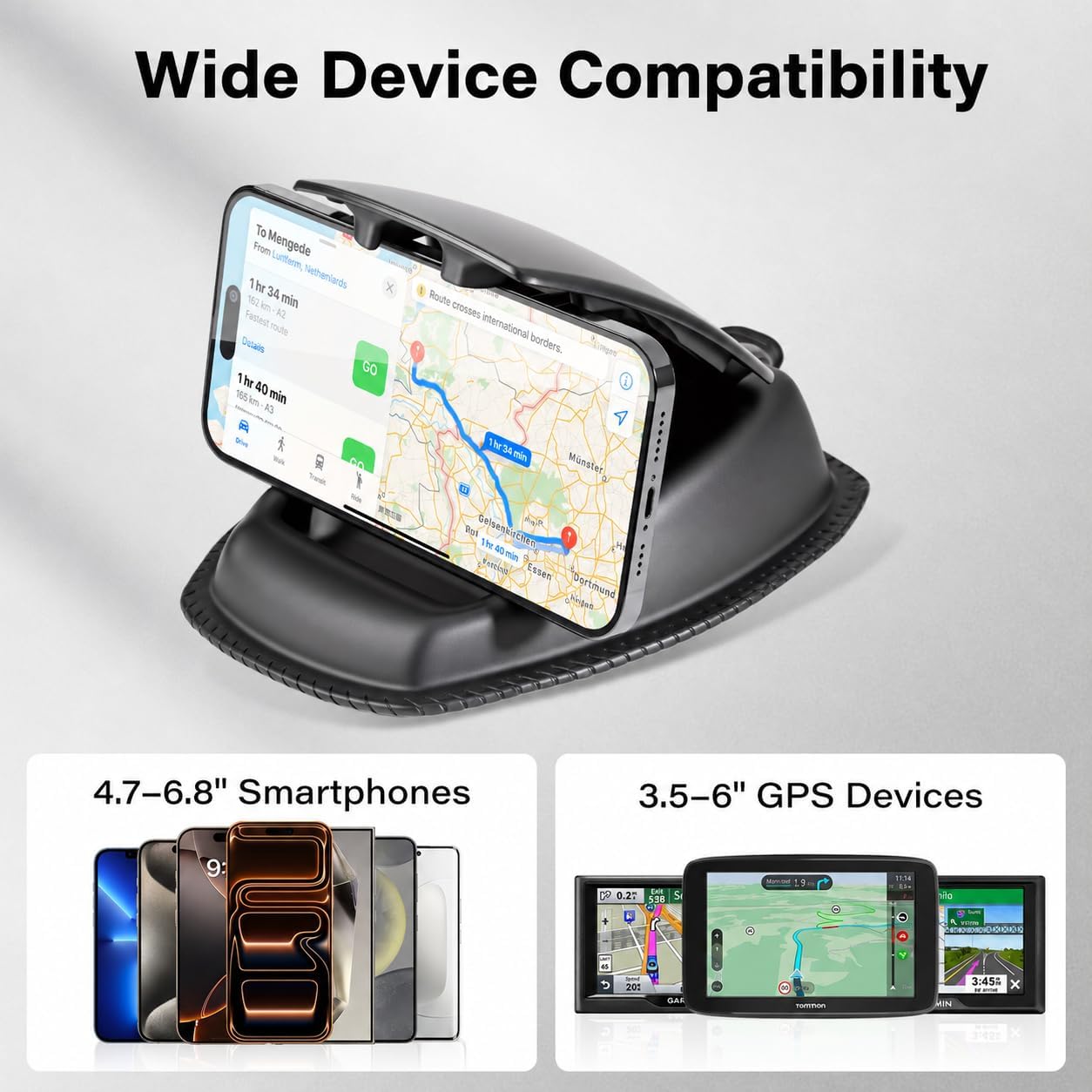 APPS2Car GPS Holder for Car, Weighted Beanbag Dash Mount for Garmin | GPS Dash Mount for Garmin Nuvi, Drive, dēzl & TomTom, Fits 3.5"–6" GPS