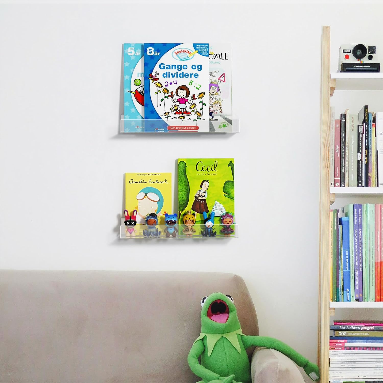 NIUBEE 24”Acrylic Floating Bookshelves for Kids Wall Shelves 2 Packs | Premium Acrylic 50% Thicker with Screwdriver Clear Bathroom Extra-Large Storage Shelves Display Organizer
