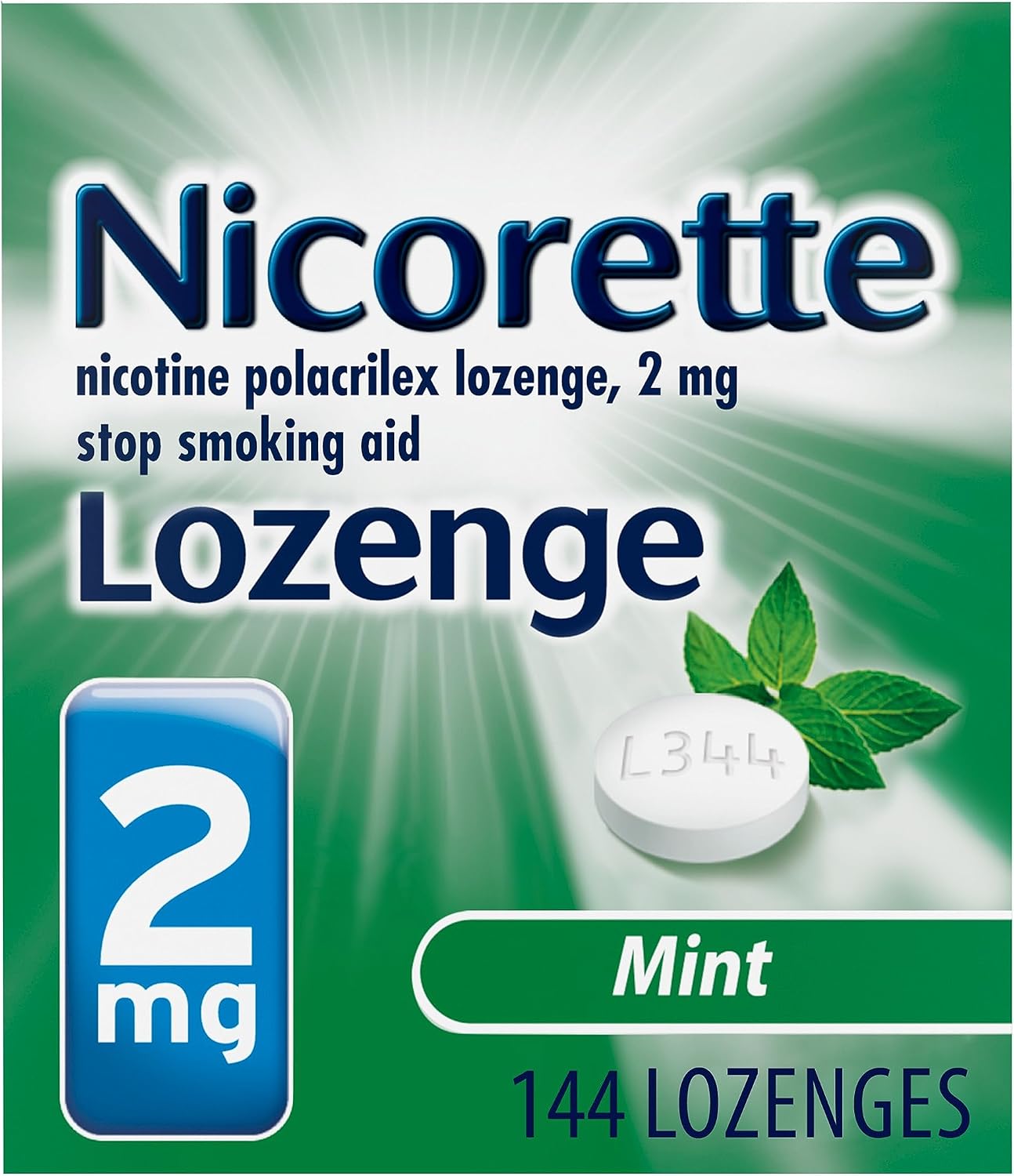 Nicorette Lozenge- Nicotine mint Lozenges to Stop Smoking, 2 mg, Mint Flavor - 144 ct- 2mg Count