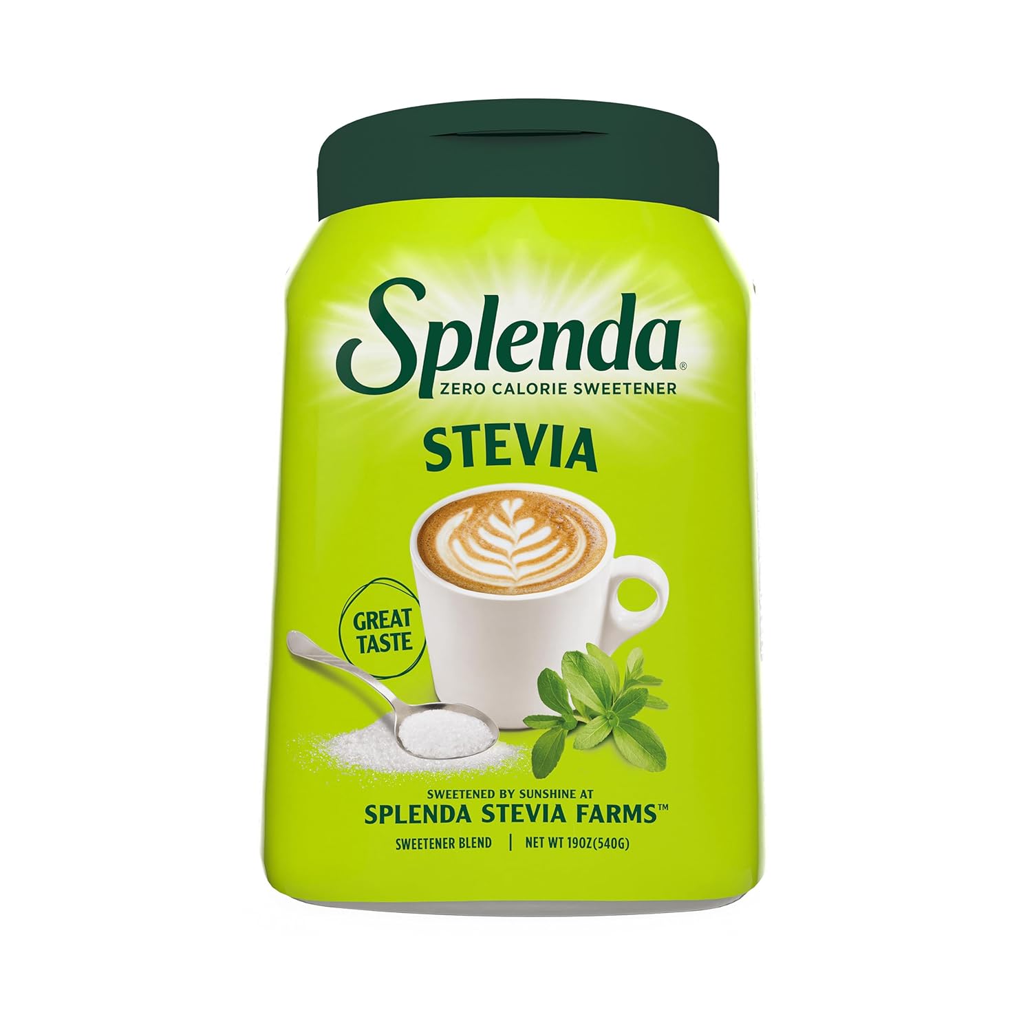 SPLENDA Stevia Zero Calorie Sweetener, Plant Based Sugar Substitute Granulated Powder, 19 oz Jar