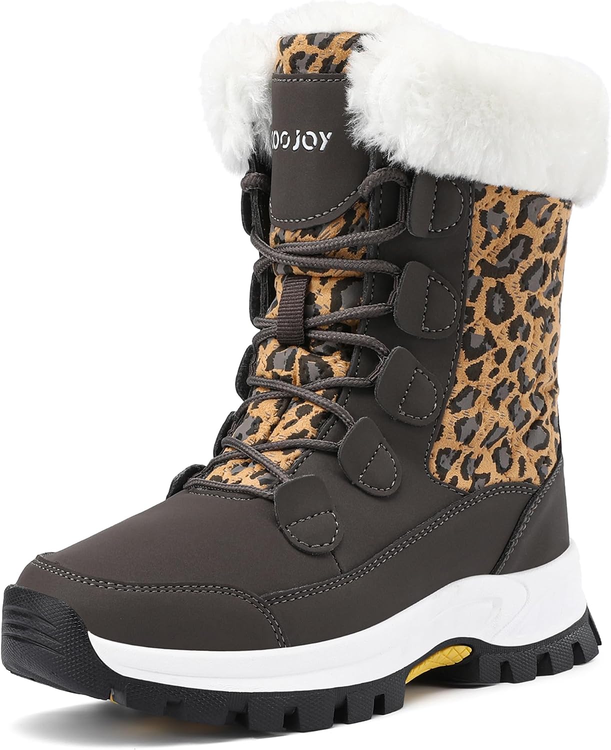 COOJOY Womens Waterproof Winter Snow Boots Warm Shoes Furry Mid Calf Lightweight Walking Hiking Booties
