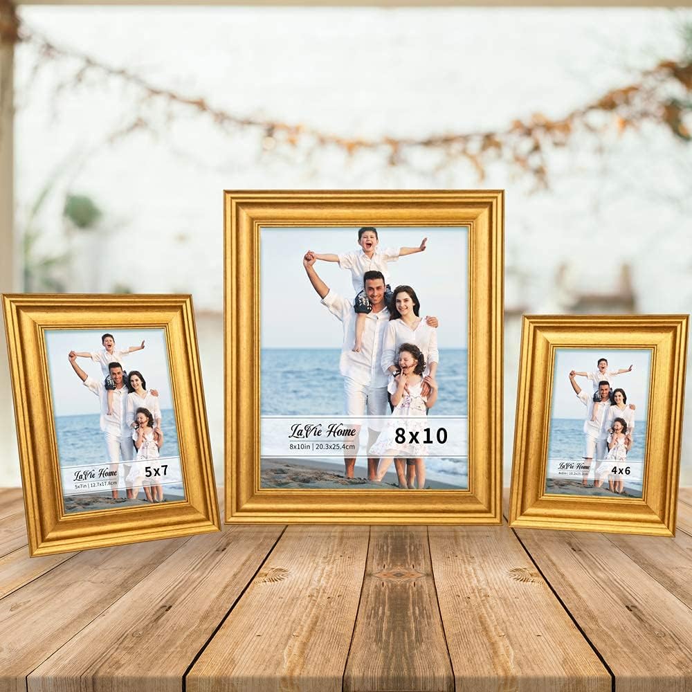 LaVie Home 8x8 Picture Frames (1 Pack, Gold) Square Photo Frame Set with High Definition Glass for Wall Mount & Table Top Display