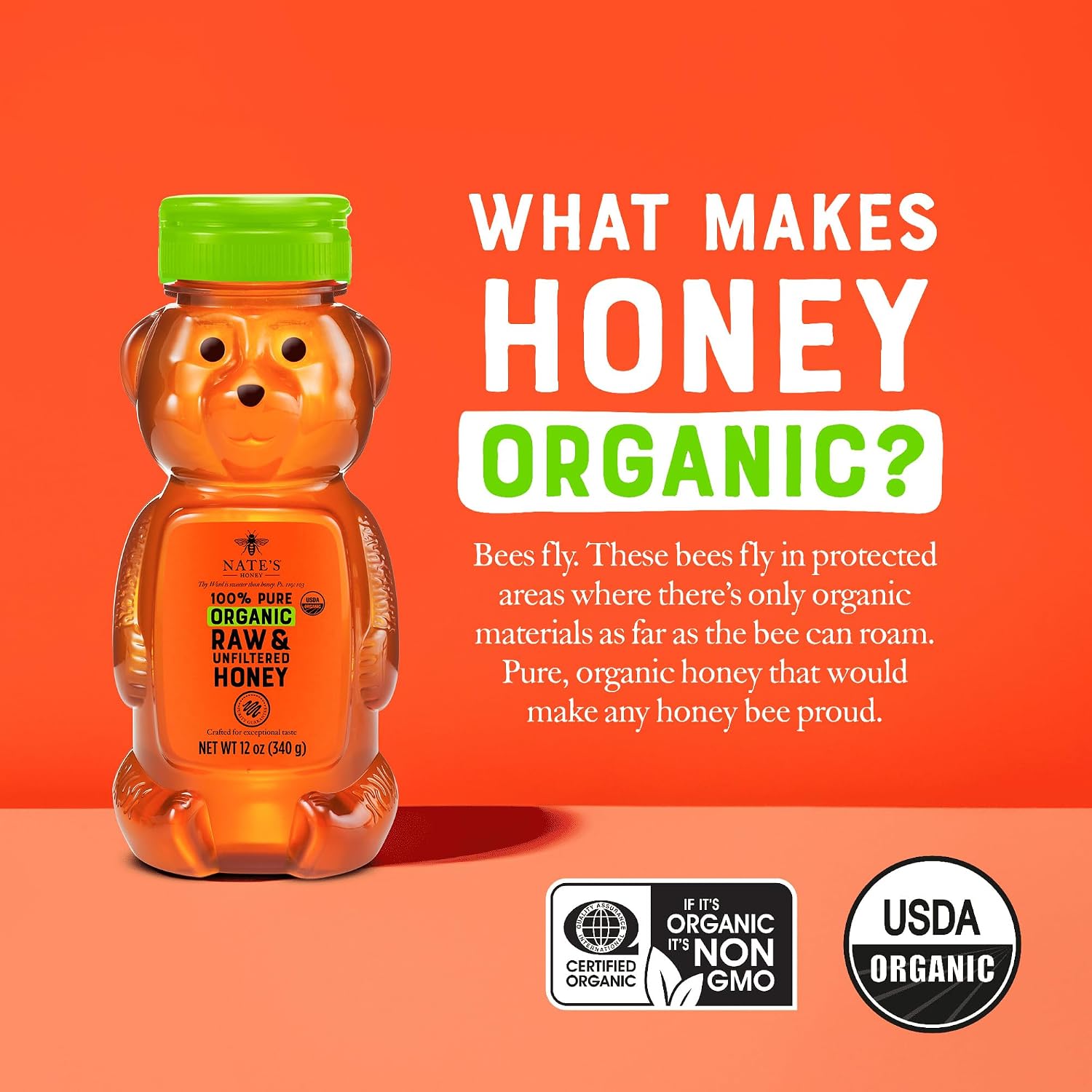 Nate's Organic Honey - 32oz. Squeeze Bottle