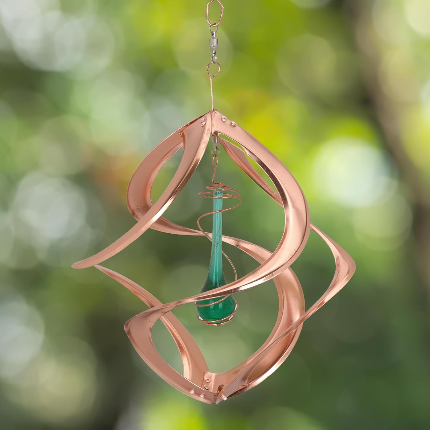 Red Carpet Studios The Original Cosmix Helix Wind Spinner Indoor/Outdoor Hanging Art, 11" Tall, Copper with Blue Planet