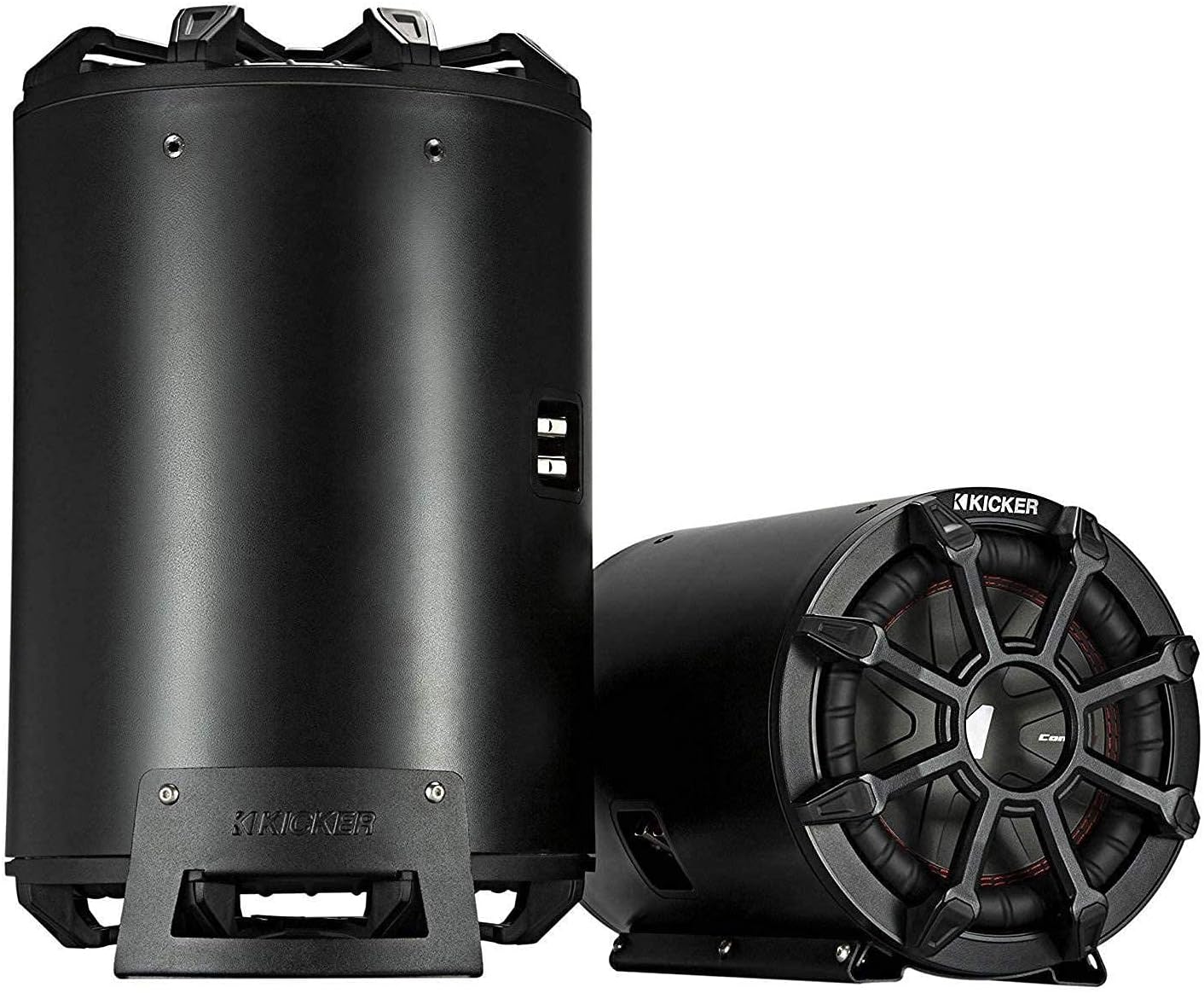 KICKER CWTB 10 Inch Ultra Deep Loaded Trunk Mounted Tube Sub Speakers, Black (Renewed)