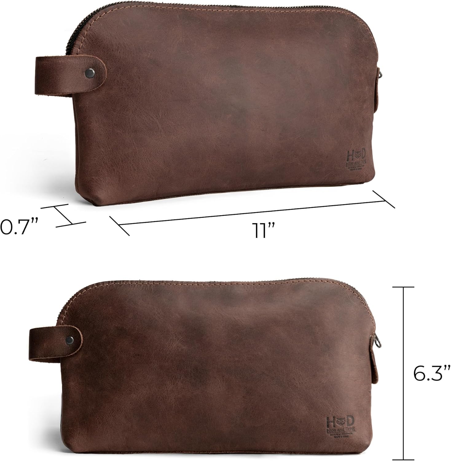 Hide & Drink, Large Rustic All Purpose Utility Bag for Cords & Chargers, Travel Bag, Multi-Purpose Bag, Full Grain Leather