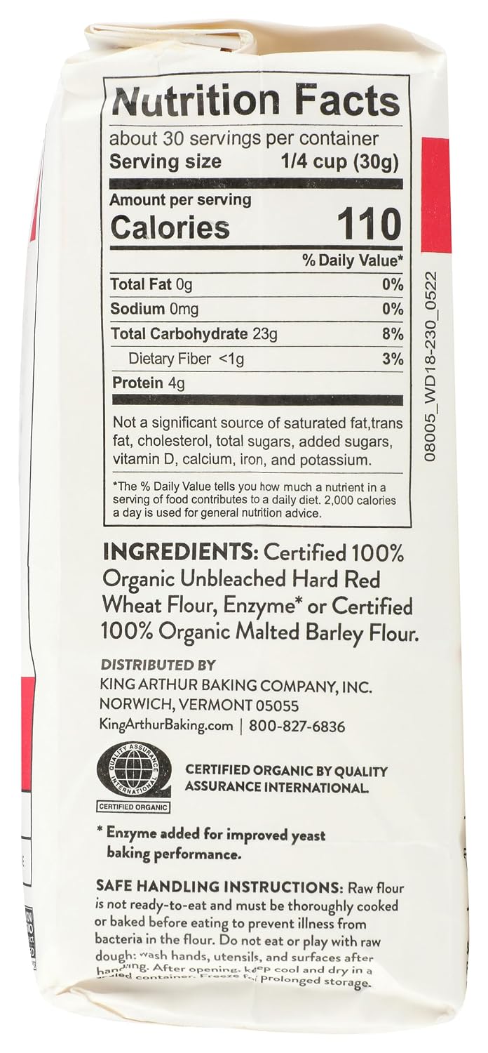 King Arthur Flour, Organic All Purpose Flour, 32 Oz Bag