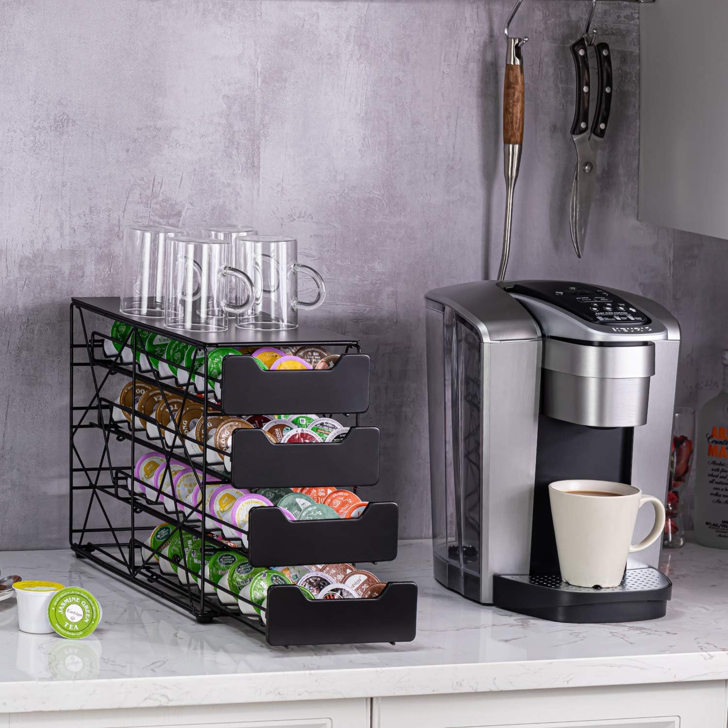 k cup Holders for Counter Small for Keurig k-cup Holder for mr Coffee for Tea (105 pods-5 tiers)