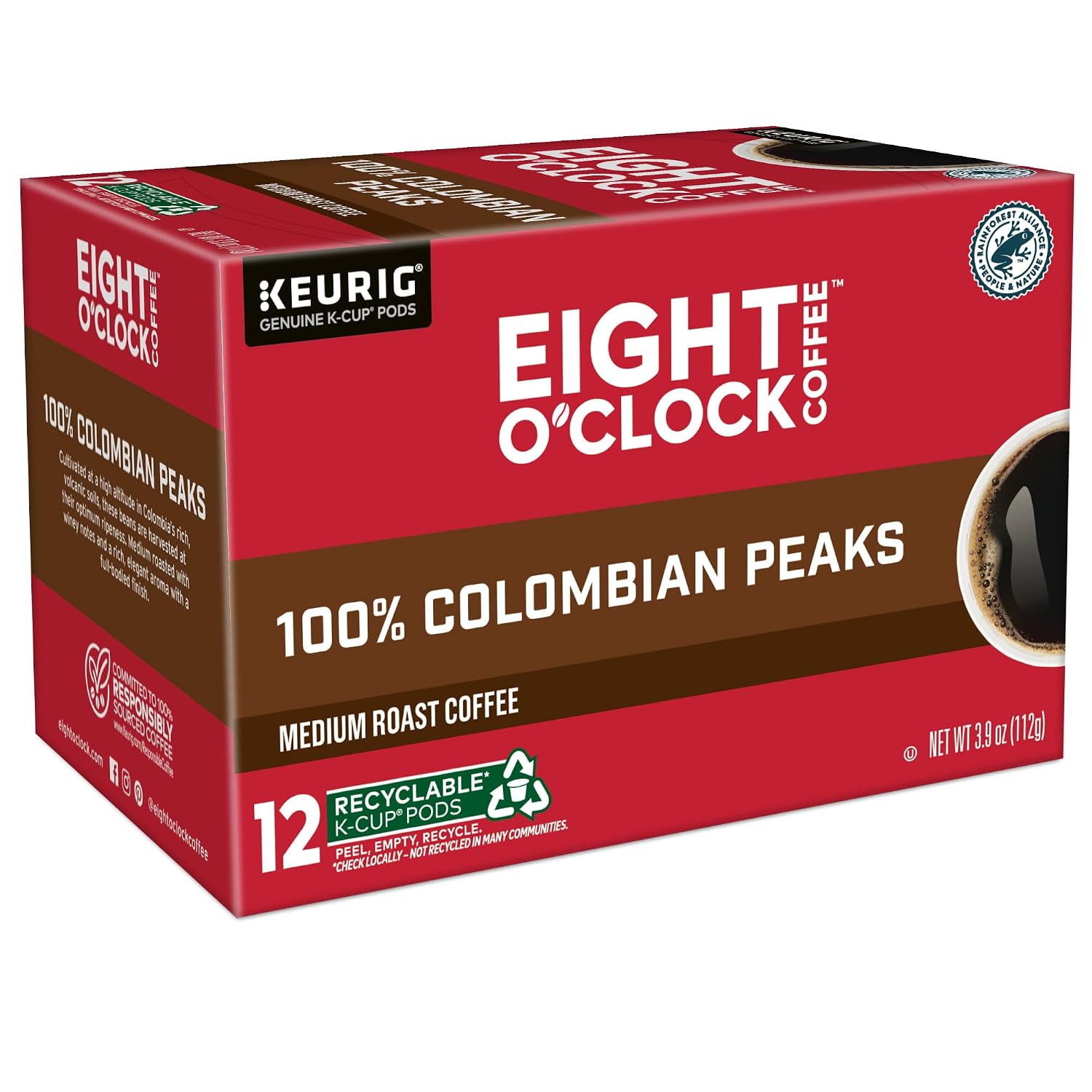 Eight O'Clock Coffee The Original, Single-Serve Keurig K-Cup Pods, Medium Roast Coffee Pods, 72 Count