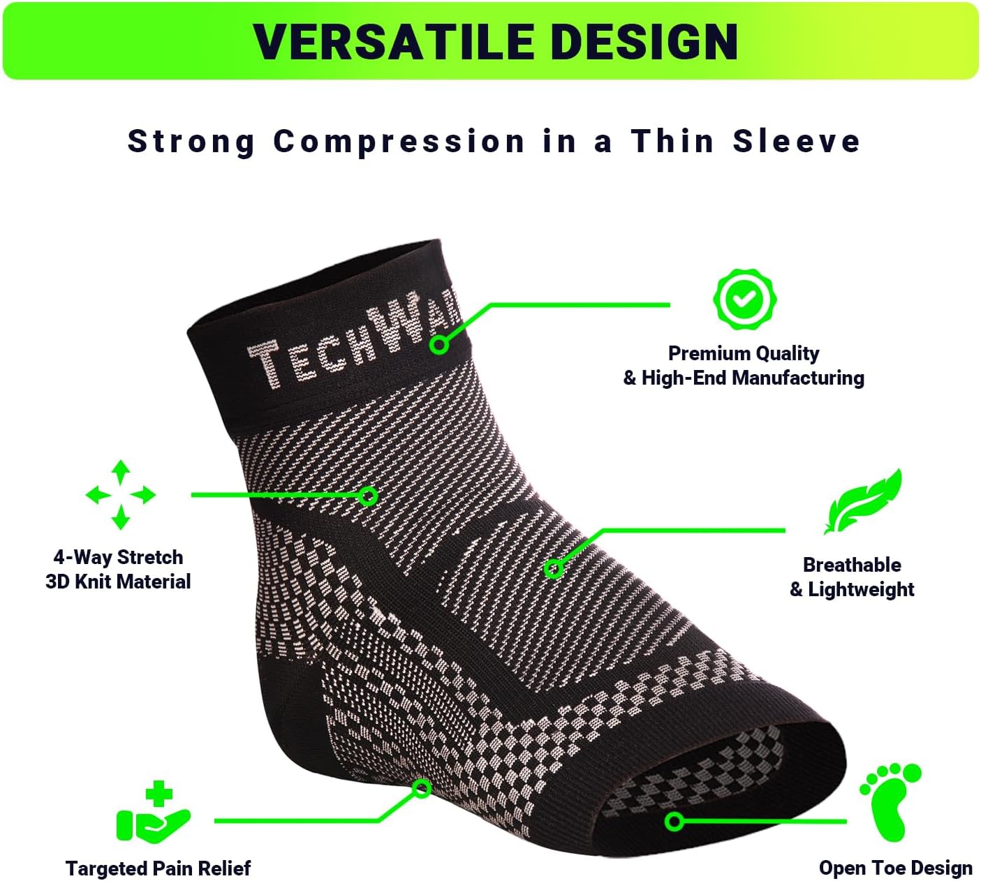 Ankle Brace Compression Sleeve - Plantar Fasciitis Sock. Relieves Achilles Tendonitis. Foot Arch Support Reduces Joint Pain, Swelling & Heel Spur Pain. Injury Recovery Braces for Sports
