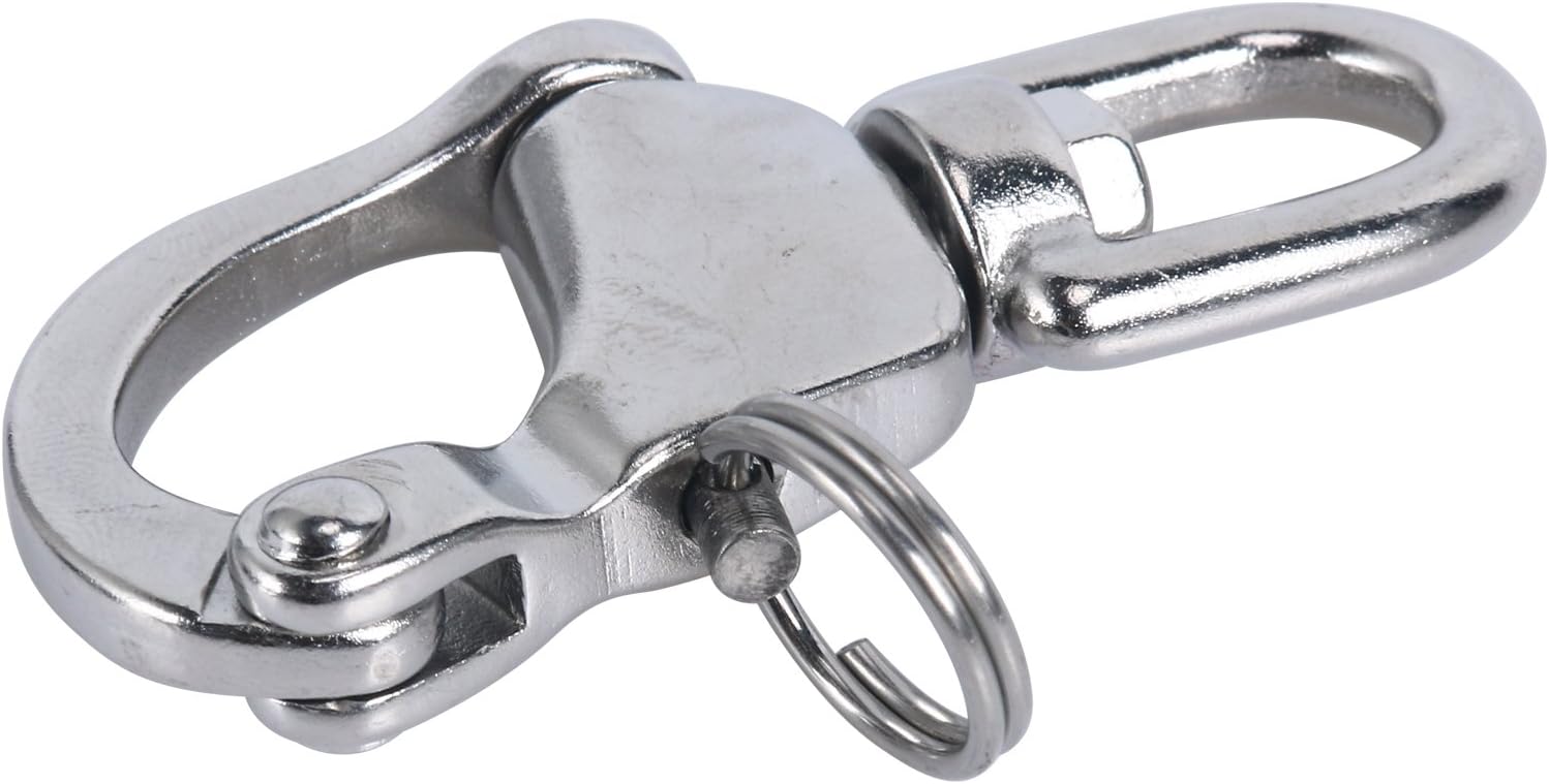 Amarine Made Pair of Swivel Eye Snap Shackle Quick Release Bail Rigging Sailing Boat Marine Stainless Steel for Sailboat Spinnaker Halyard CD309012