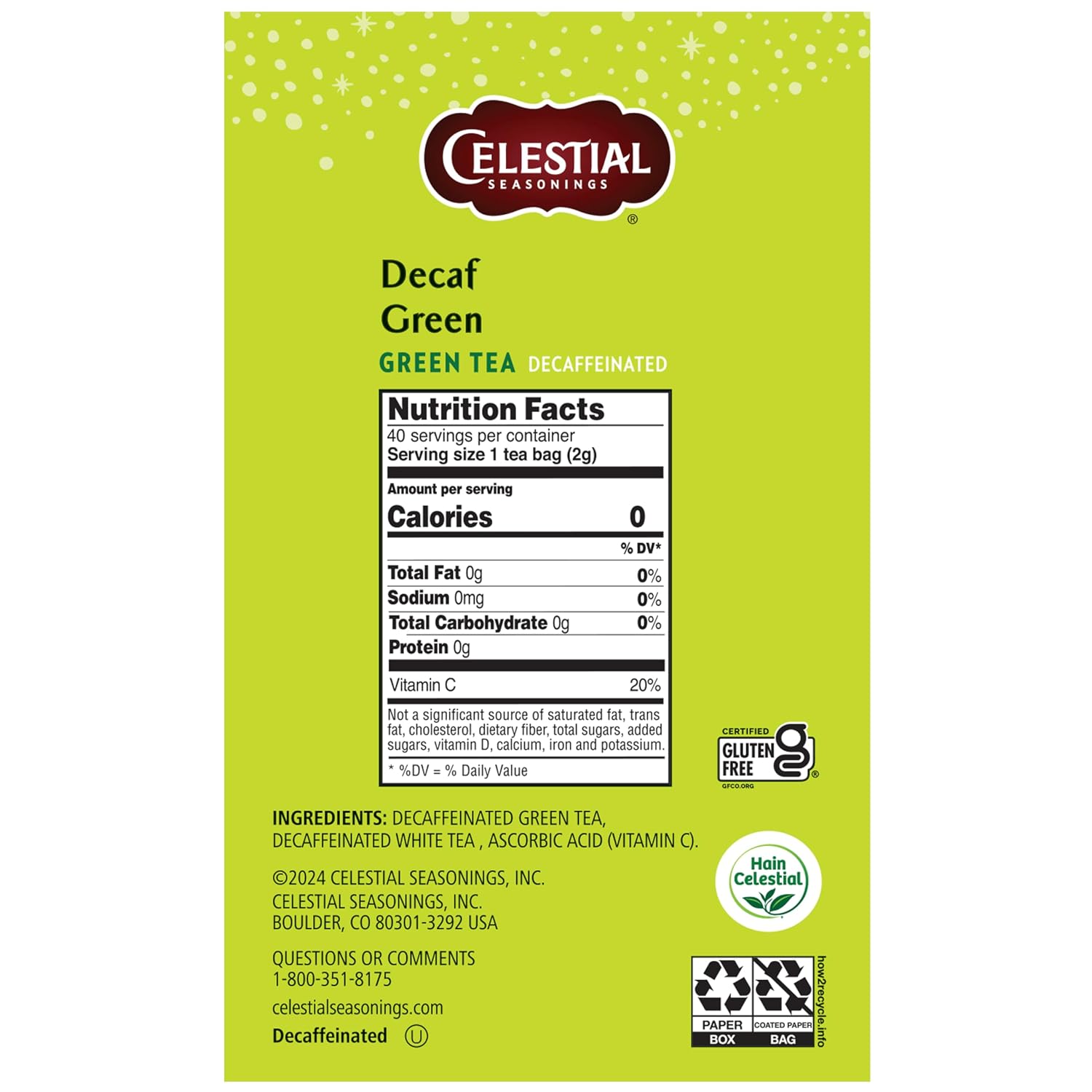 Celestial Seasonings Authentic Green Tea 40 Count