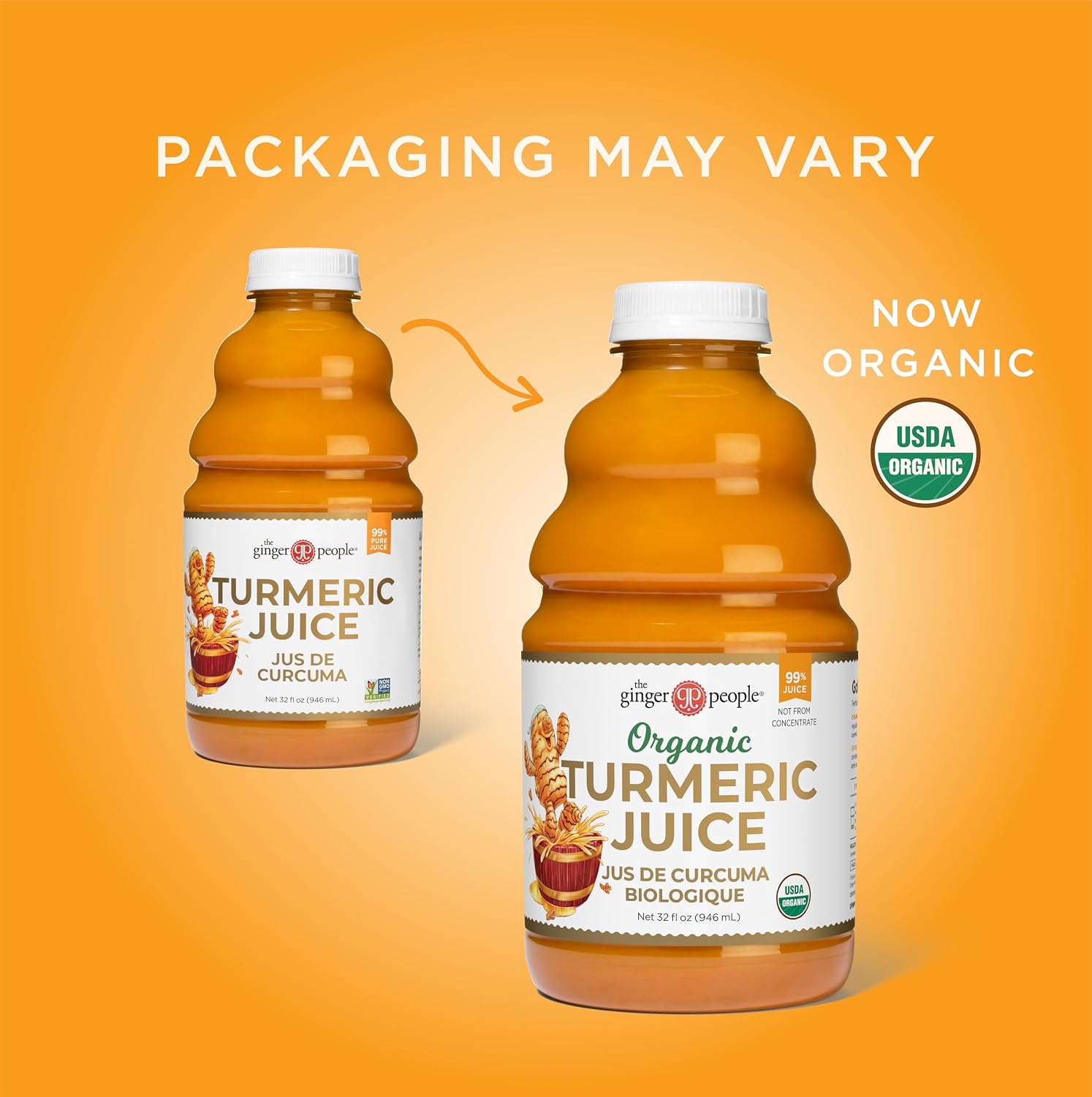 Organic Turmeric Juice, 99% Pure Turmeric Juice by The Ginger People – Drug Free Support, Non-GMO, Premium Quality, 32 Fl oz Bottle (Pack of 1)