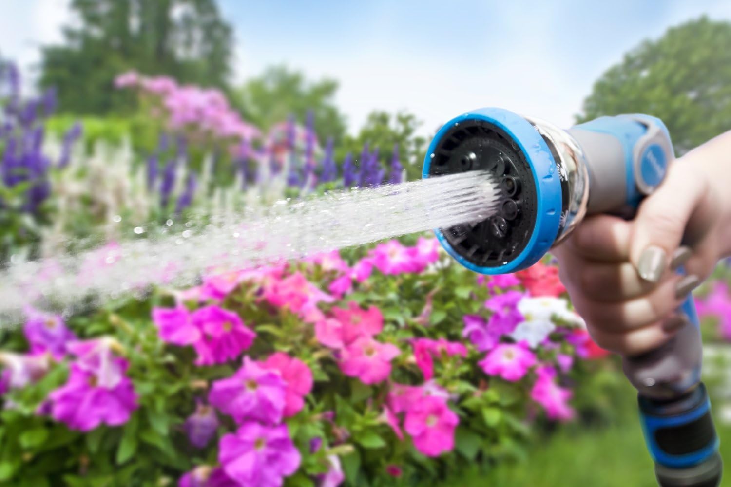 INNAV8 Garden Hose Nozzle Heavy Duty, Water Hose Sprayer Nozzle for Outdoor | THUMB CONTROL On Off Valve for Easy Water Control
