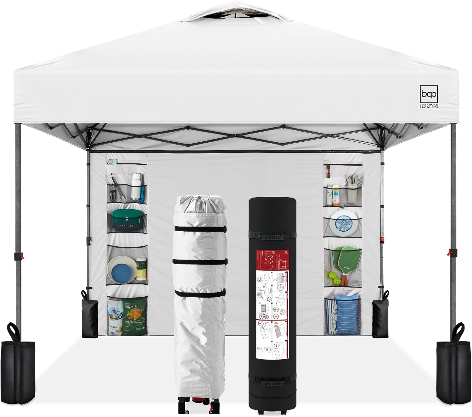 Best Choice Products 10x10ft Pop Up Canopy Tent, Outdoor Shade, 1 Person 1 Minute Set Up, Carry Case, 4 Weight Bags - White
