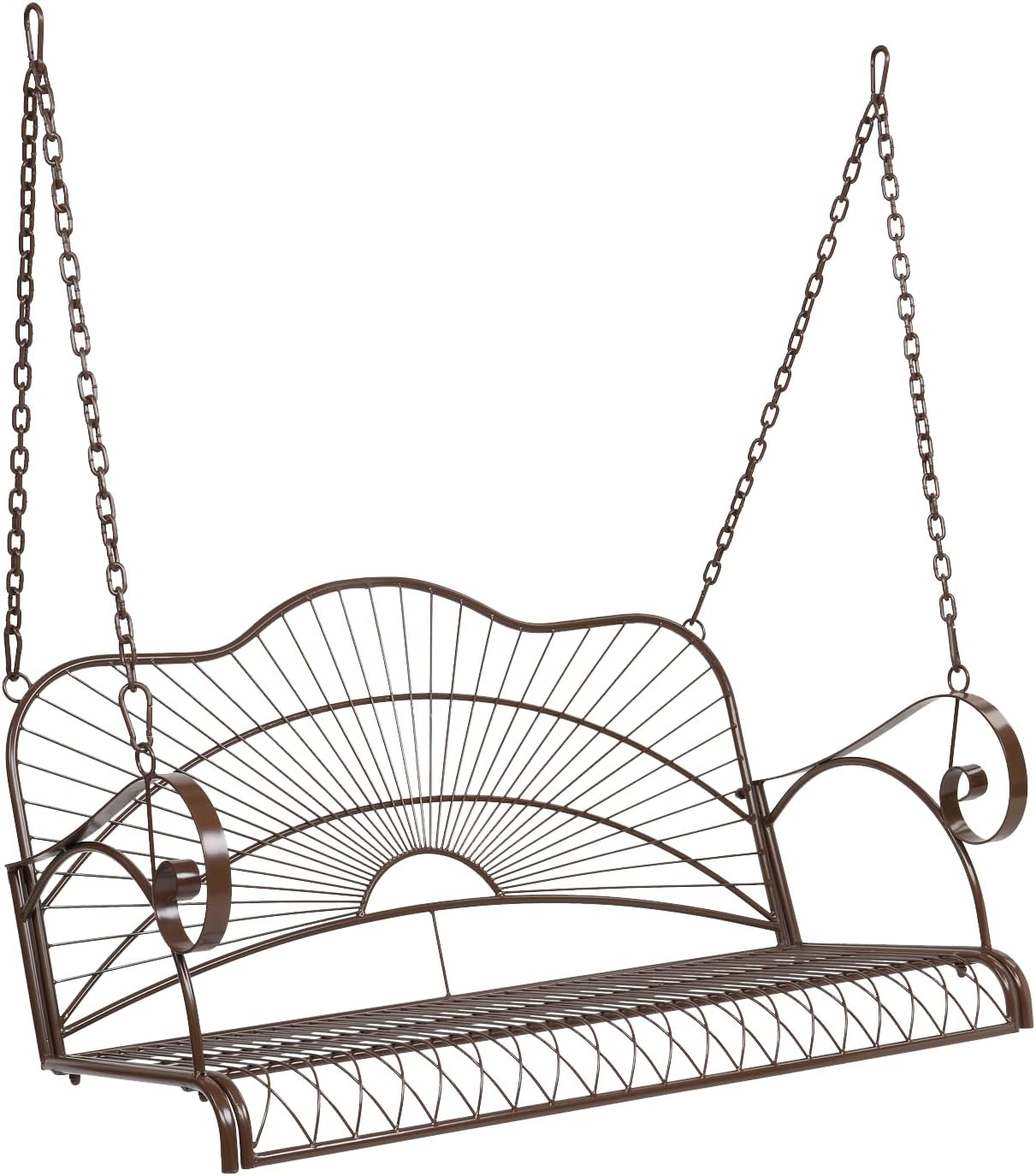 VINGLI Heavy Duty Metal Porch Swing, 660 LBS Outdoor Swing Bench, Curved