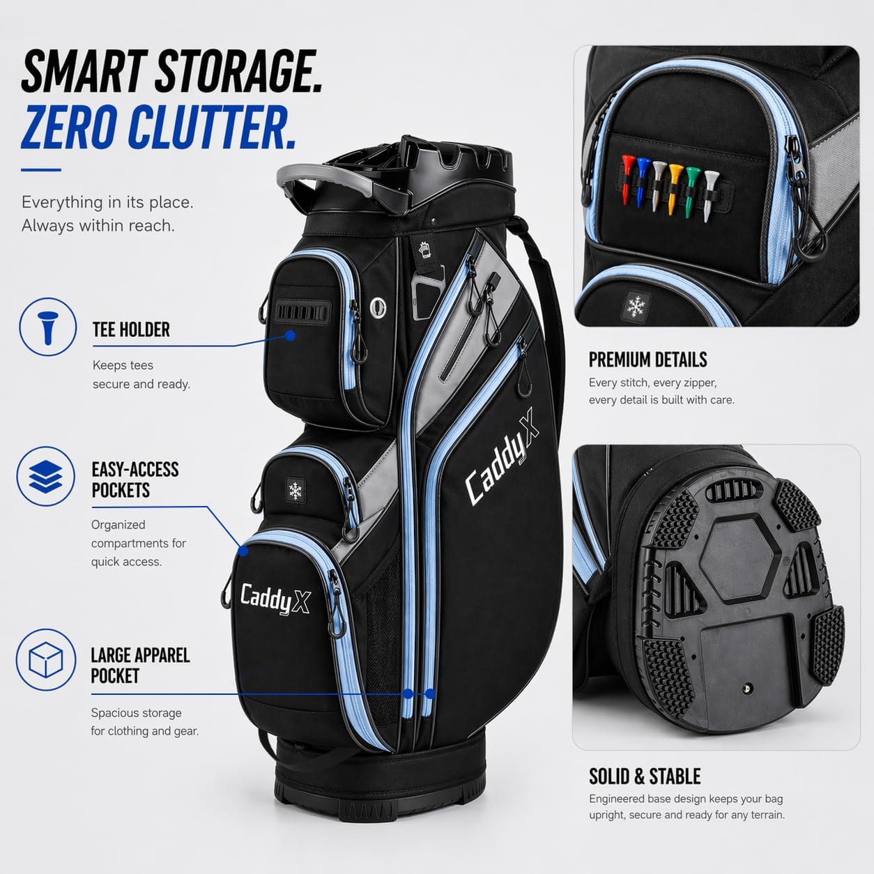 14-Way Golf Cart Bag, Professional Organizer Cart Bag with Anti-Rattle Top