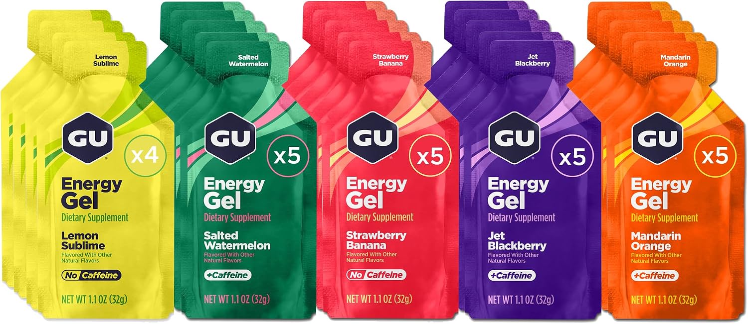 GU Energy Original Sports Nutrition Energy Gel, Vegan and Dairy-Free On-the-Go Energy for Any Workout, Vanilla Bean, 8-Count