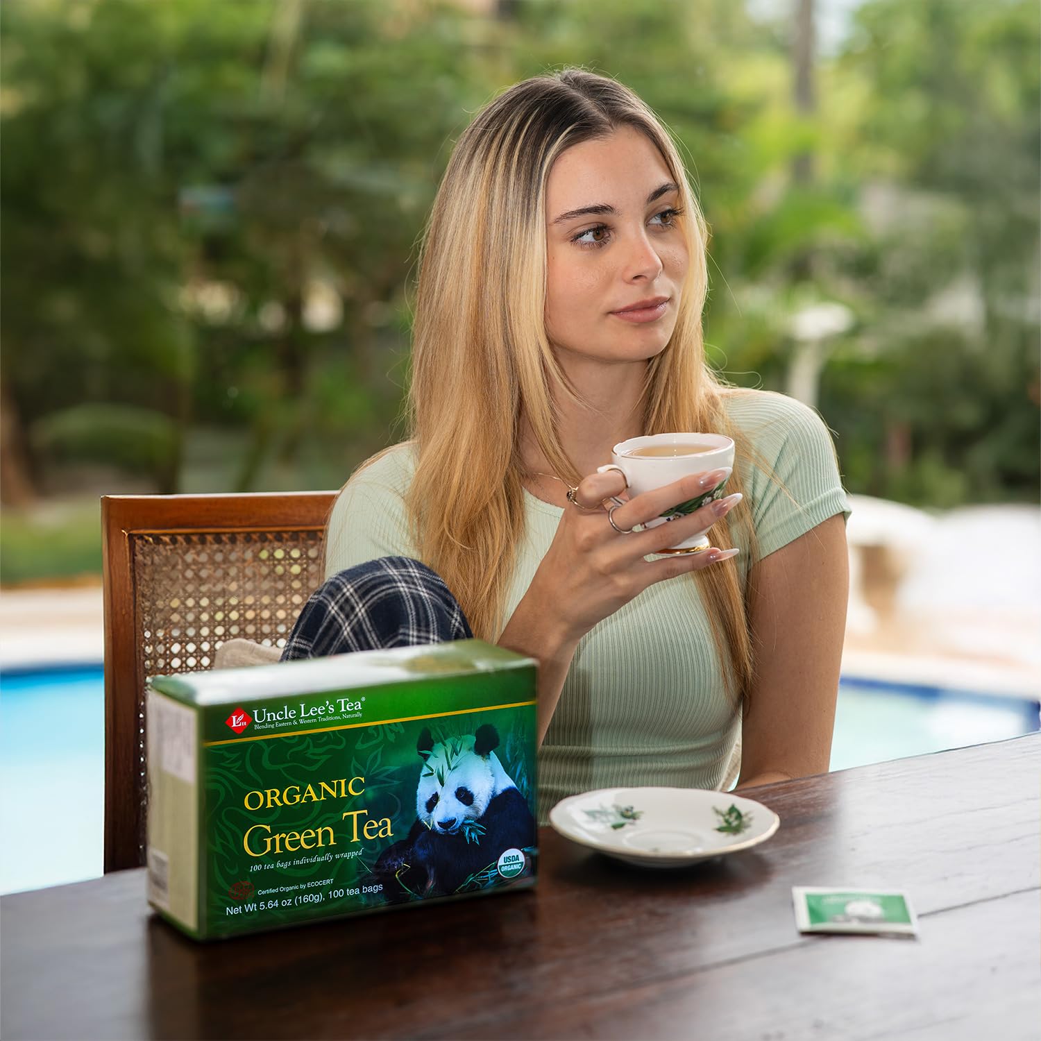 Uncle Lee's Organic Green Tea Bags 4-Pack, 106-Count Super Packs – Bright & Refreshing, Lightly Caffeinated Bulk Tea for Home, Office, Camping