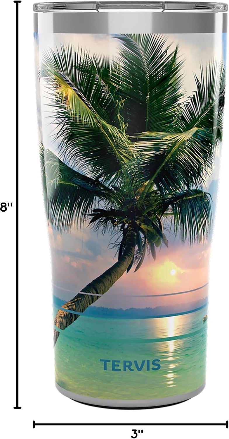 Tervis Sunset in Paradise Made in USA Double Walled Insulated Tumbler Travel Cup Keeps Drinks Cold & Hot, 24oz, Classic