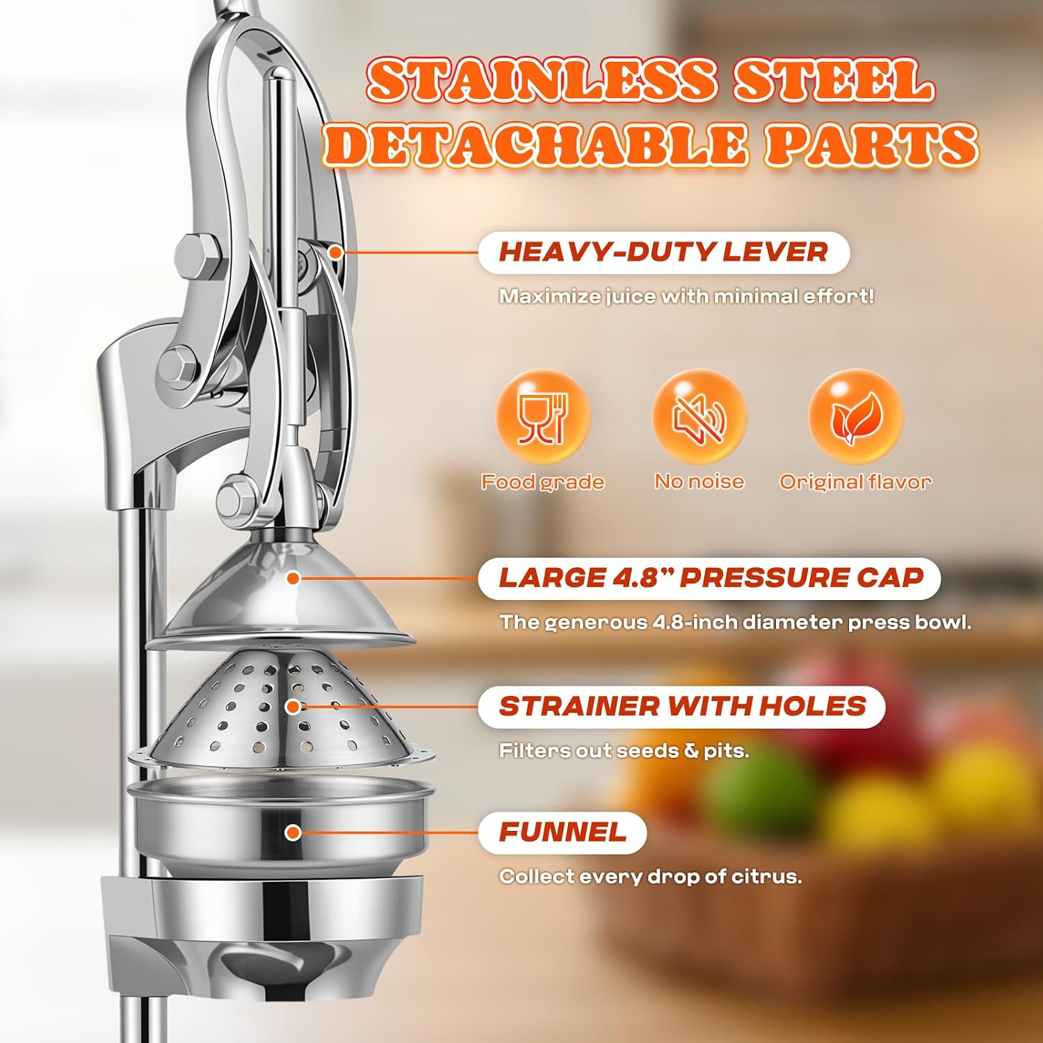 Moogiantgo Commercial Manual Juicer, Heavy Duty Hand Press Juice Extractor