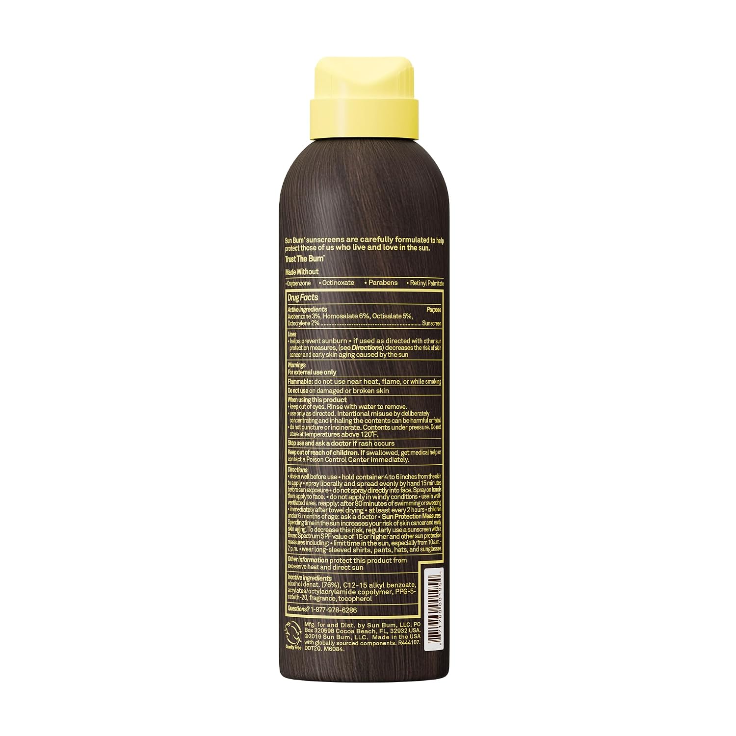 Sun Bum Original SPF 70 Broad Spectrum Sunscreen Body Spray - 6 oz | Moisturizing with Vitamin E, Vegan, Hawaii 104 Act Compliant (Made without Octinoxate & Oxybenzone)
