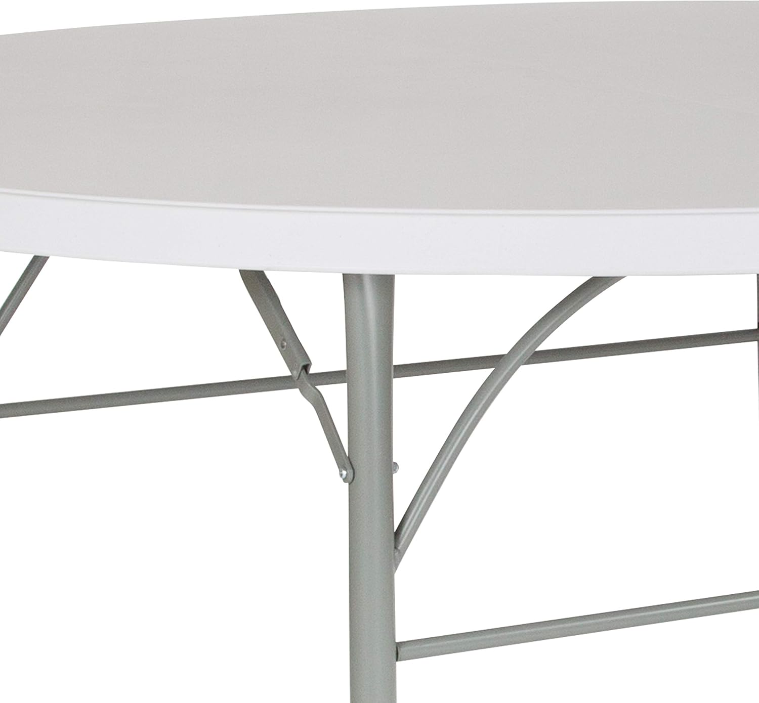 Flash Furniture 5-Foot Round Bi-Fold White Plastic Folding Table | Lightweight, Easy Storage, Commercial Grade, Carrying Handle