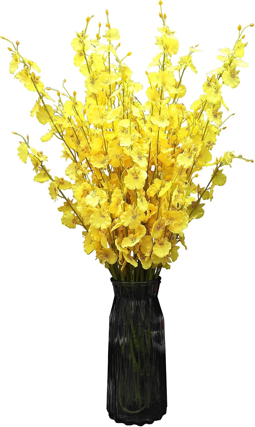 Yellow Artificial Flowers Orchids Silk Fake Flowers in Bulk, 12 Pcs (Each 38.5”), for Wedding Festive Party Home Office Decoration, No Include Vase