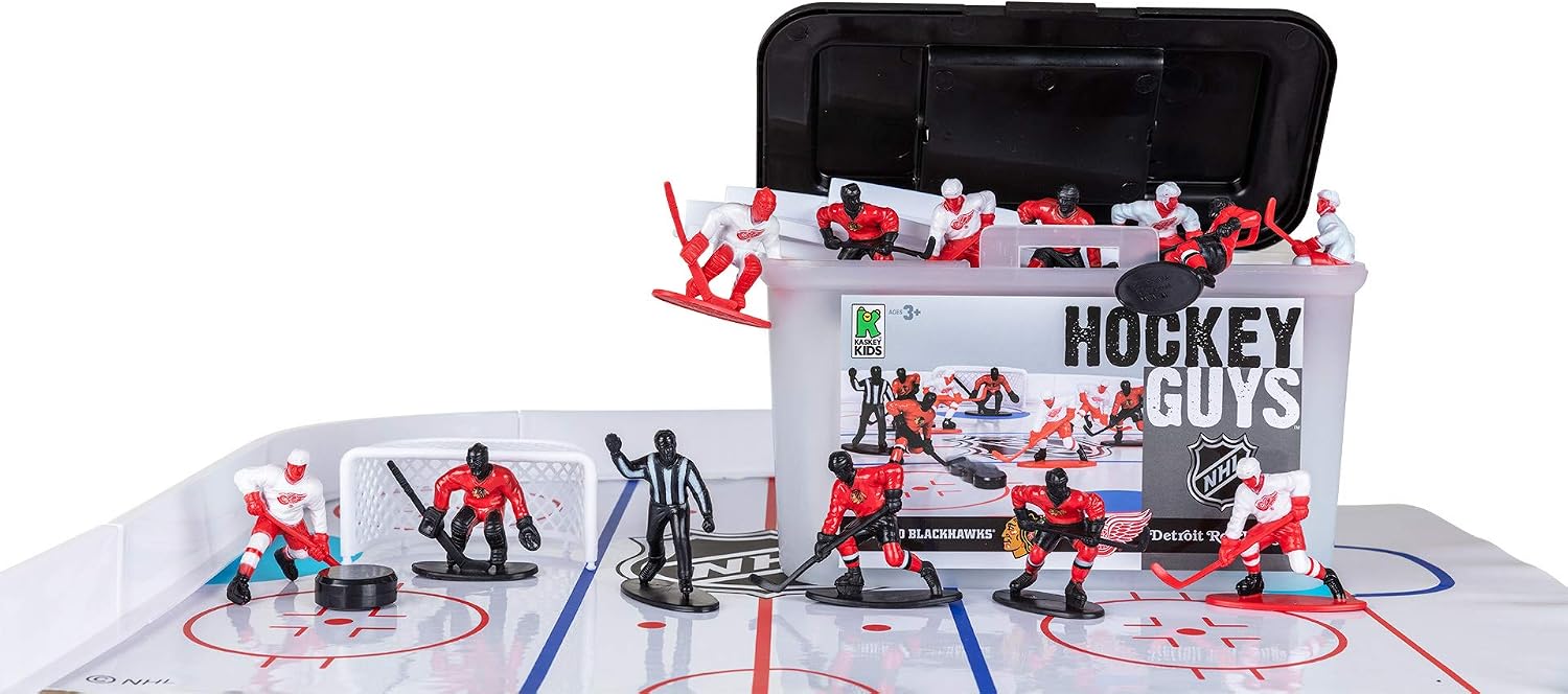 Kaskey Kids NHL Hockey Guys, Blackhawks vs. Red Wings, 27 Pieces in Each Set, Includes 2 Teams and Travel Storage Case