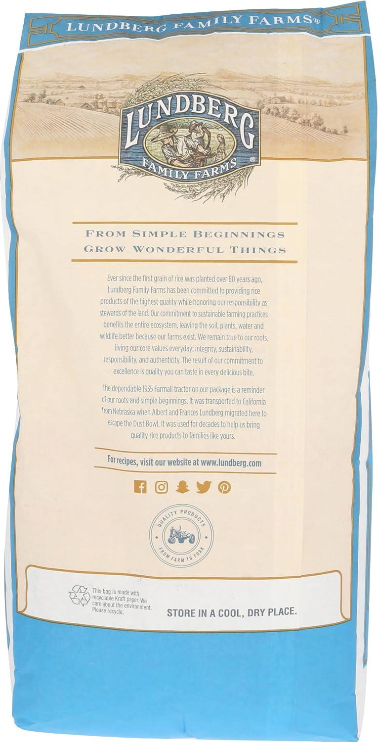 Lundberg Basmati Rice, Long Grain White Rice - Non-Sticky, Fluffy, Nutty, Aromatic Rice, Vegan Food, Healthy Meals, Gluten-Free, Grown in California, 64 Oz