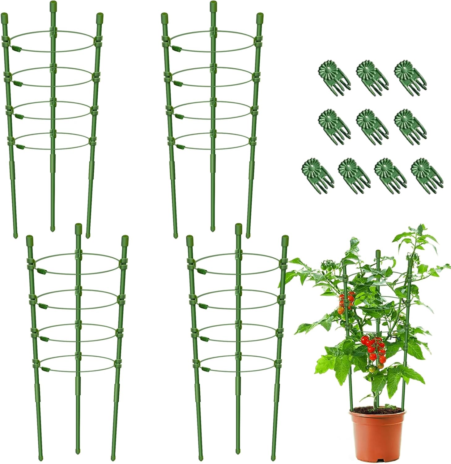 Legigo 3 Packs Plant Support Cages Tomato Cage for Garden- 18 Inch Adjustable Garden Cucumber Trellis Plant Stakes