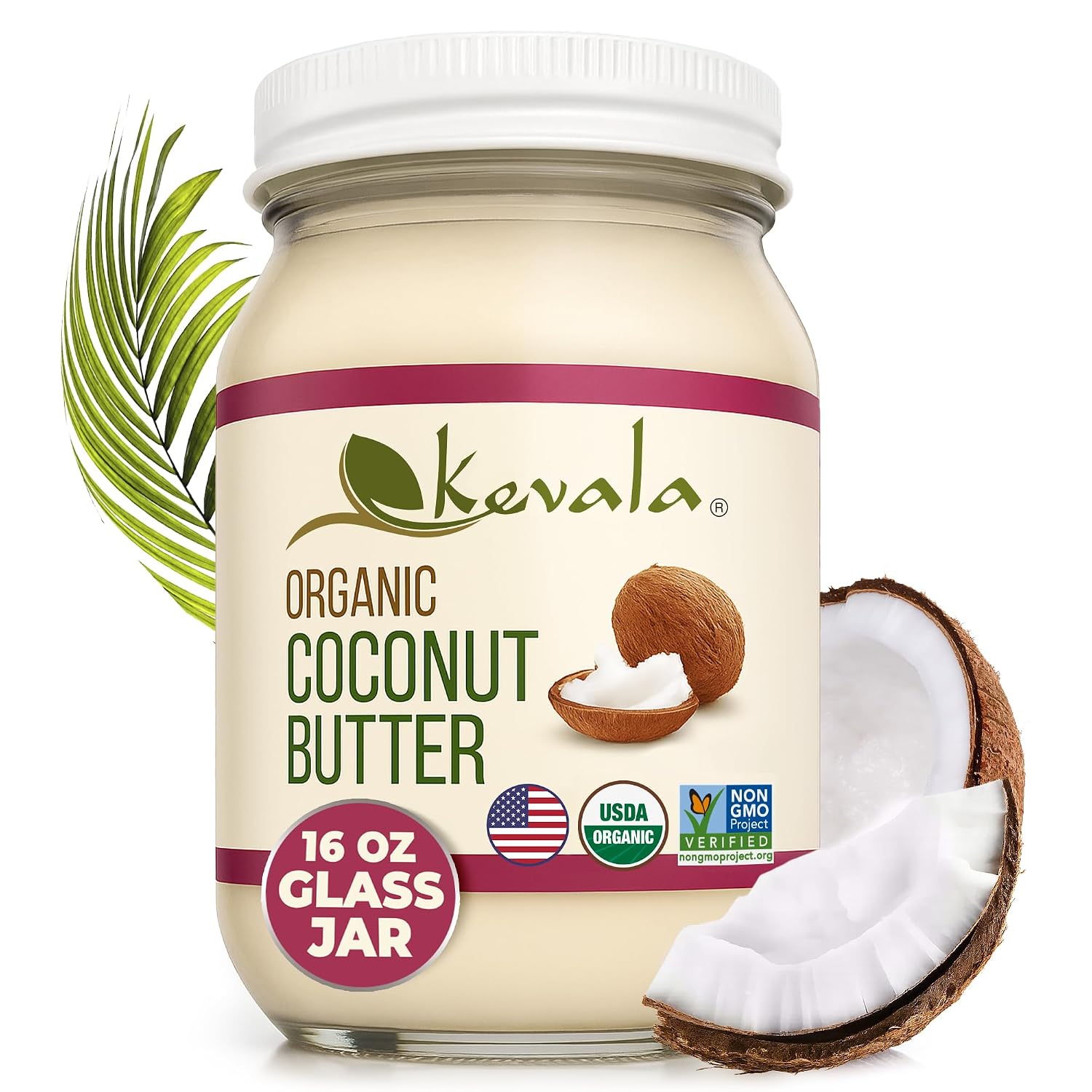 Kevala Organic Coconut Butter - 2 lb, Natural Plant Based Sandwich Spread | Coconut Cream for Cooking and Baking, Addition to Keto Snacks and Breakfast Ingredient, Dairy Free Organic Butter Spread