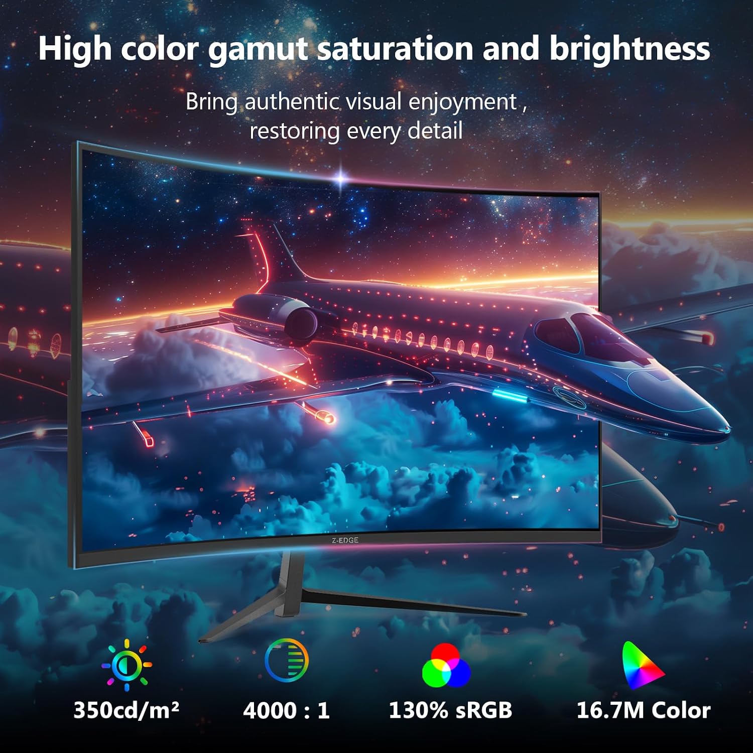Z-Edge 34 inch WQHD 1440P Curved Gaming Monitor, 240Hz Computer Monitor | AG34P 1500R Frameless 21:9 Curved Screen, Height Adjustable, Office & Gaming, 1ms, Dual DP & HDMI, Metal Stand