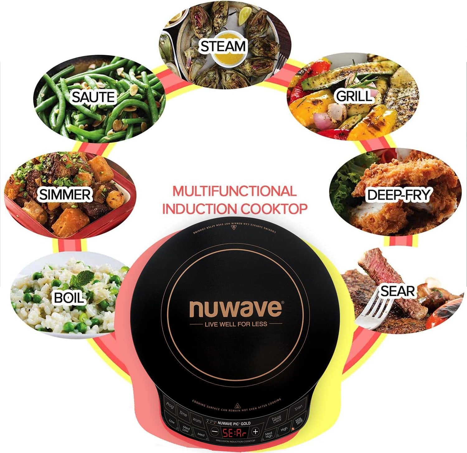 Nuwave Gold Precision Induction Cooktop, Powerful w/Large 8” Heating Coil