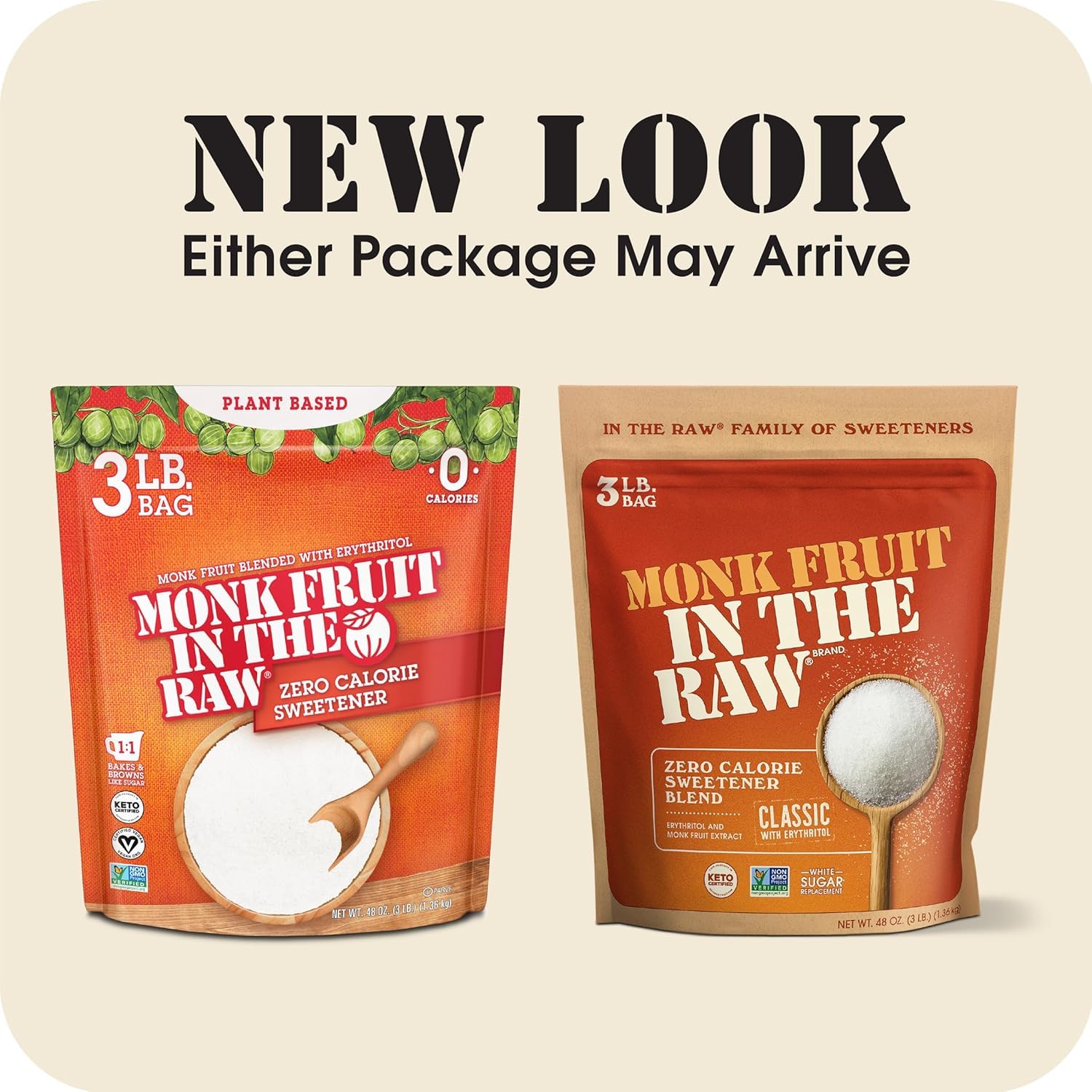 Monk Fruit In The Raw, Sweetener Bag, 1 LB