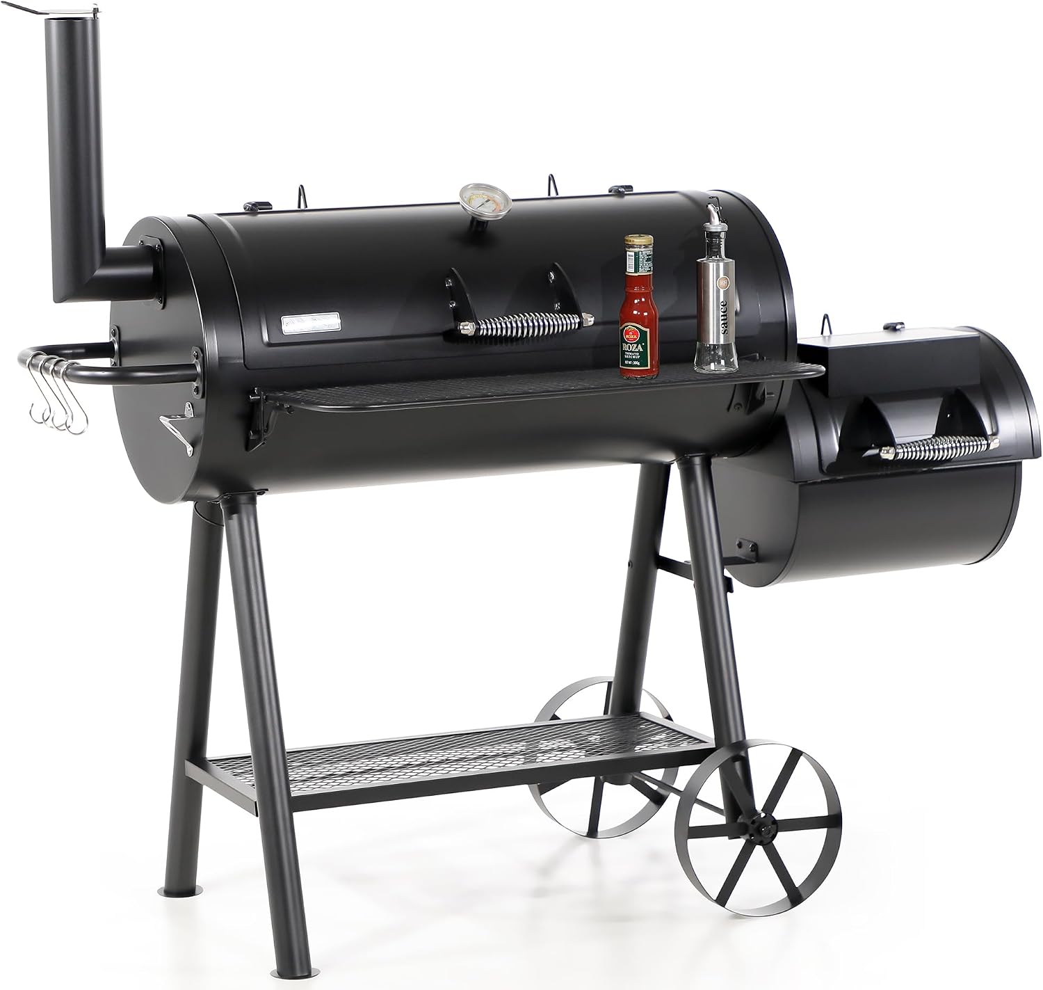 Captiva Designs Vertical Charcoal Smoker Grill Extra Large Barbecue Grill | 961 SQ.IN Outdoor Barrel BBQ Meat Smoker with 5 Removable Smoking Grates & Built-in Hooks for Outdoor Backyard Cooking