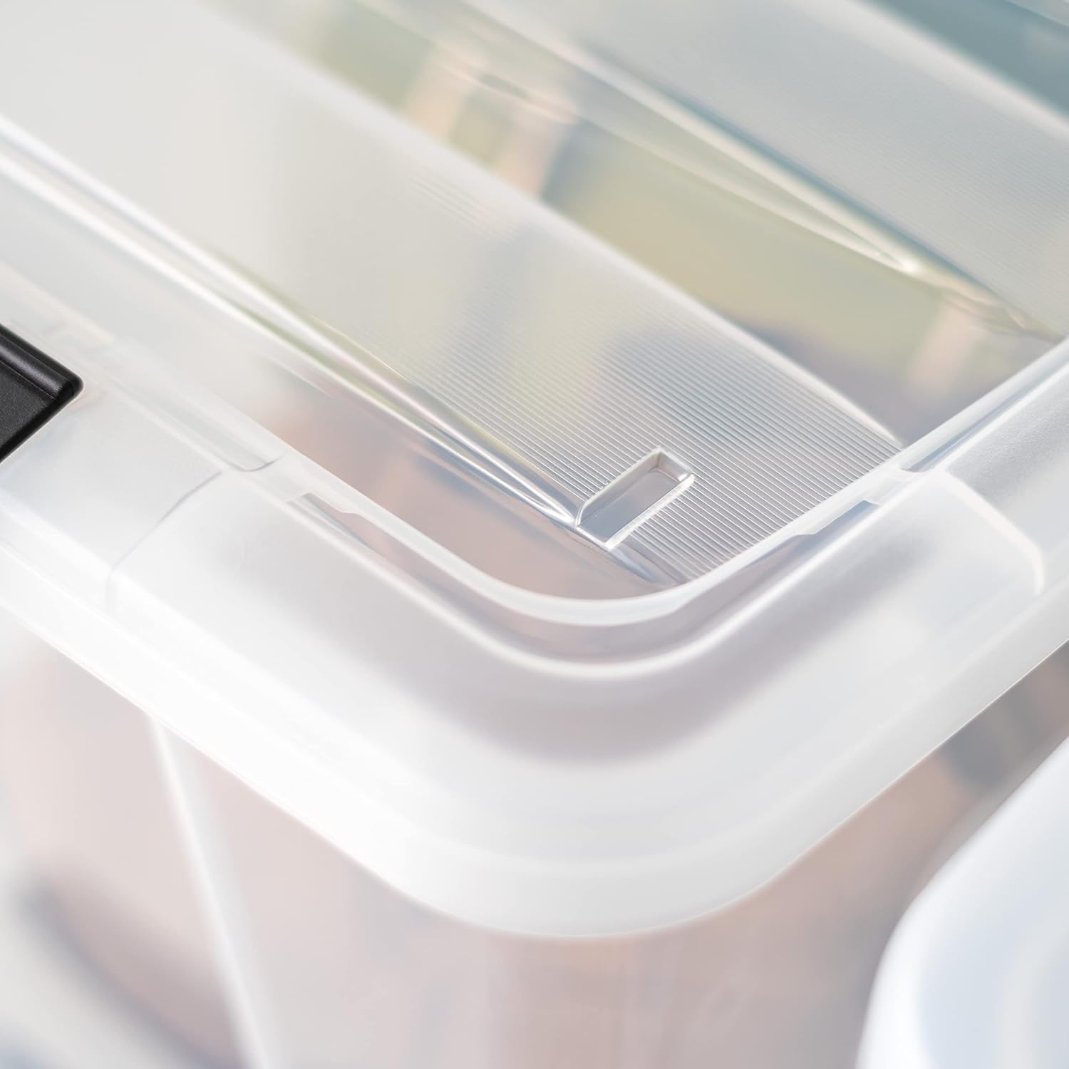 IRIS USA 6-Pack 54 Quart Storage Bins with Lids, Clear | Transparent design makes contents easy to find. Perfect for moving, blankets, clothing, and garage storage. Nestable design