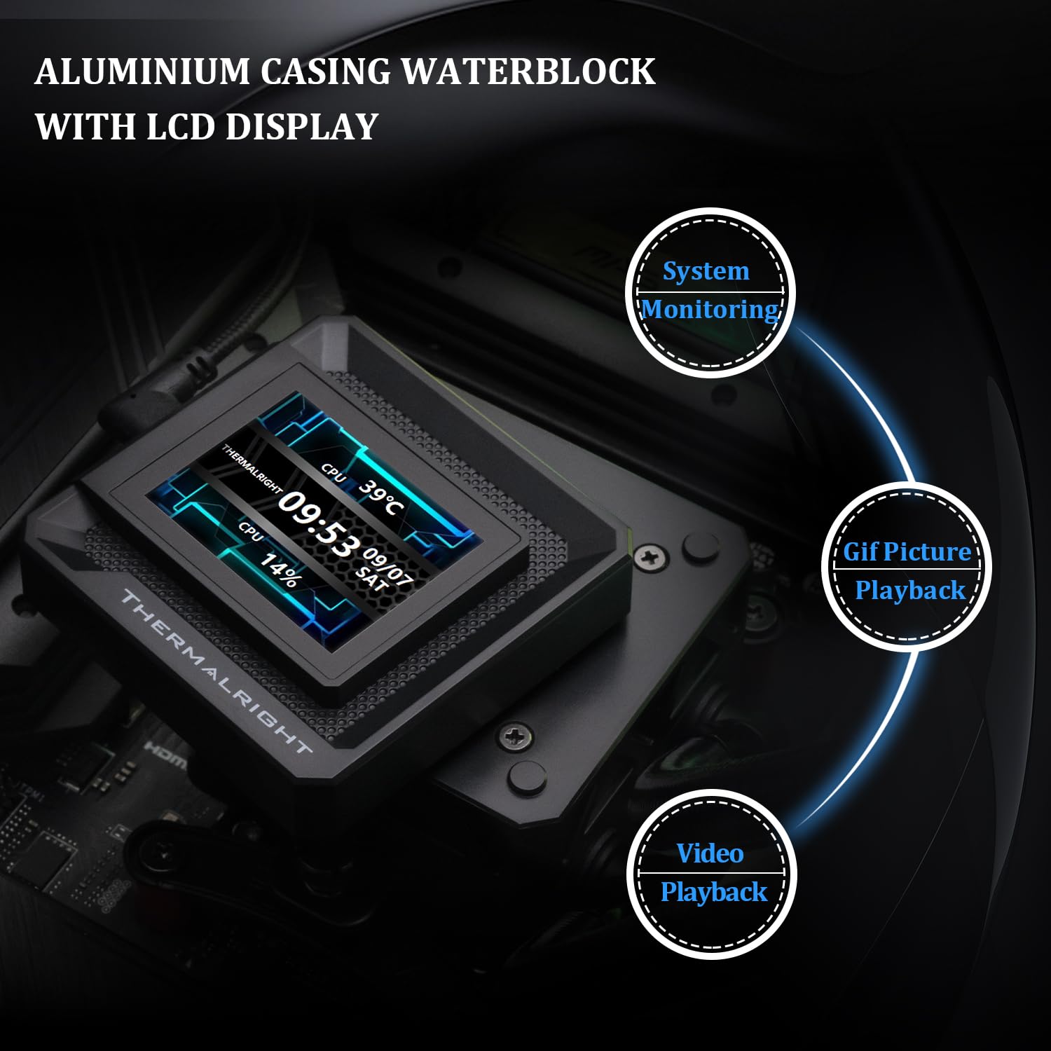 Thermalright FW SE 120 ARGB Black AIO Water Cooler, Liquid CPU Cooler, 2’’ LCD Screen-320x240 Resolution, 2000RPM High Speed