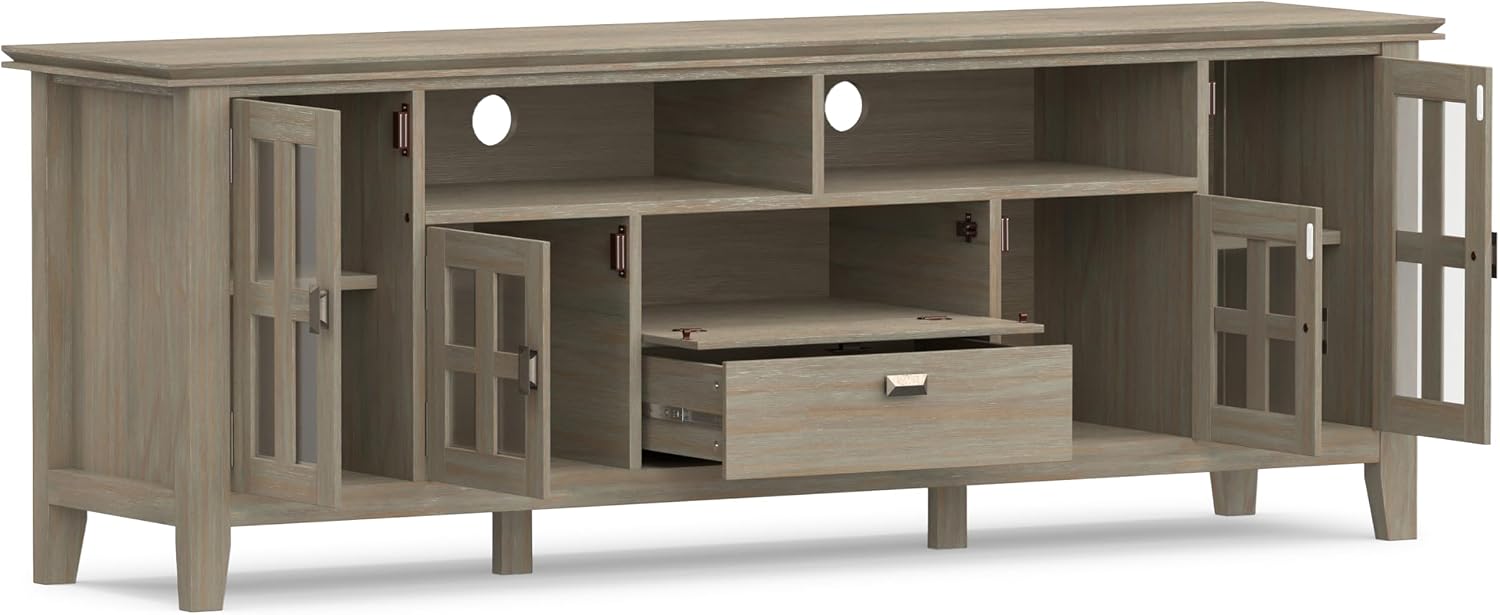 SIMPLIHOME Artisan 53" Wide Solid Wood TV Stand in Russet Brown