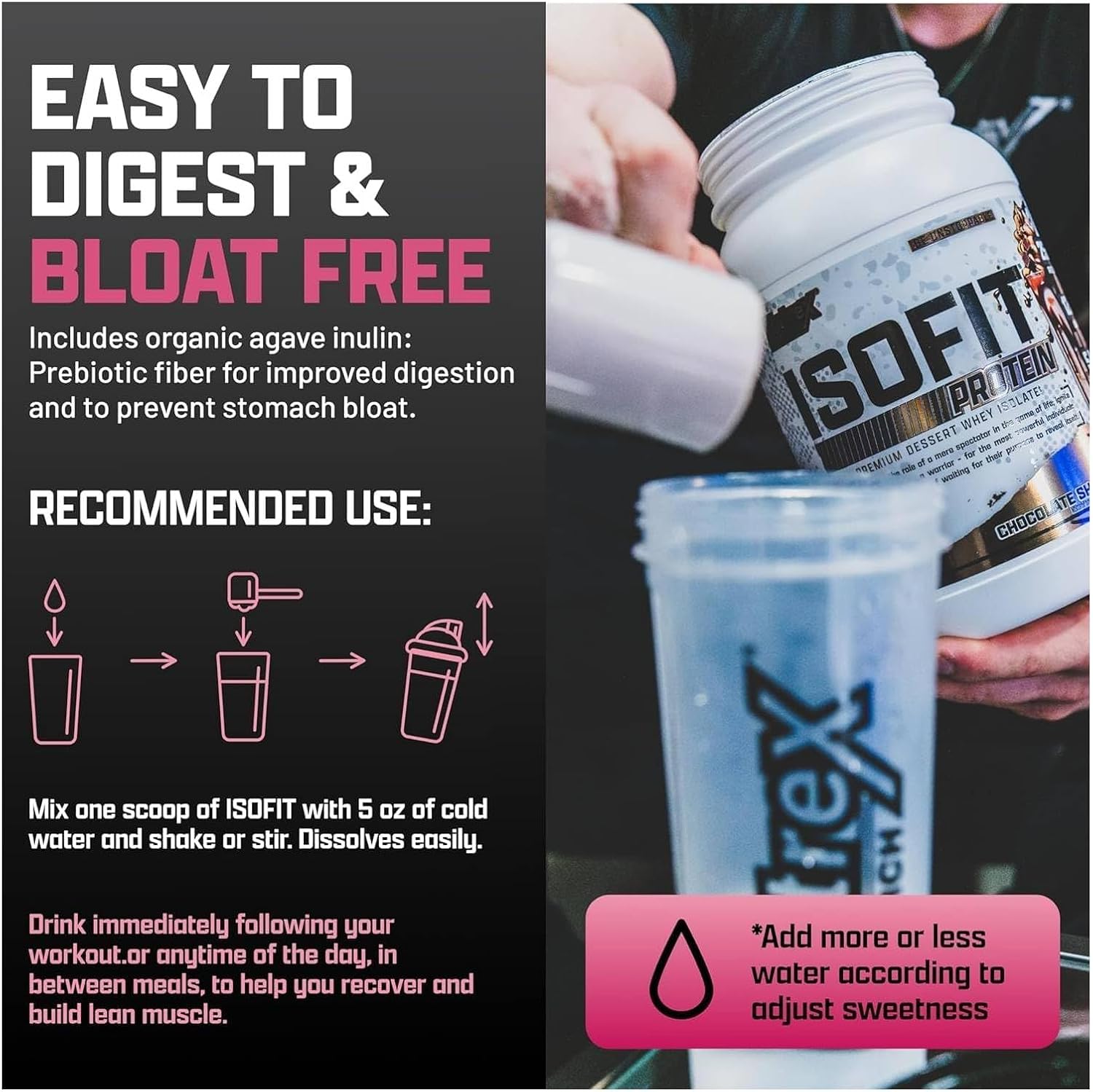 Nutrex Research IsoFit Chocolate Whey Isolate Protein Powder 100% Whey Protein Isolate | Muscle Recovery, Naturally High EAAs | Fast Absorbing, Easy Digestion | (Chocolate Shake 2lbs 30 Servings)