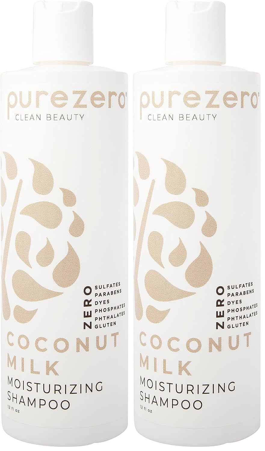 Purezero Coconut Milk Moisturizing Shampoo - 12 Fl Ounce - Intense Hydration & Increase Shine - Fight Dandruff & Frizz - Zero Sulfates, Parabens, Dyes - 100% Vegan & Cruelty Free