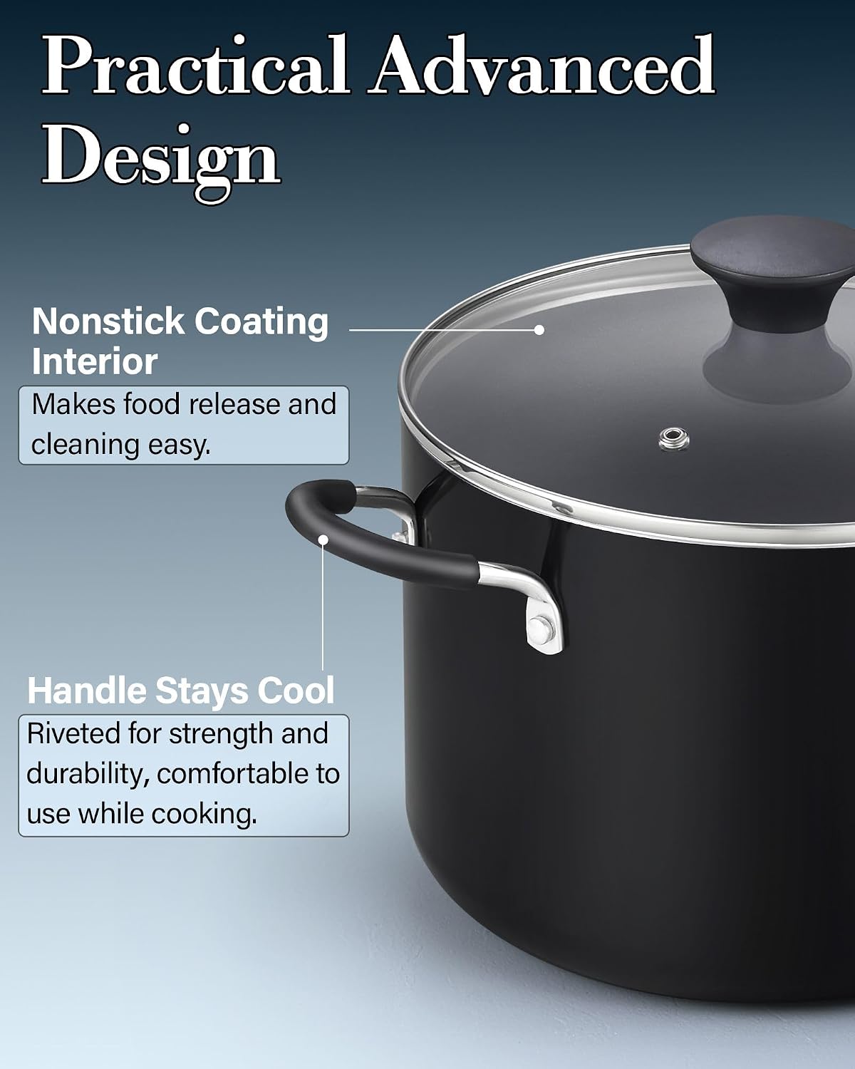 Cook N Home 10.5 Quart Non Stick Stock Pot with Lid, Large Pots for Cooking