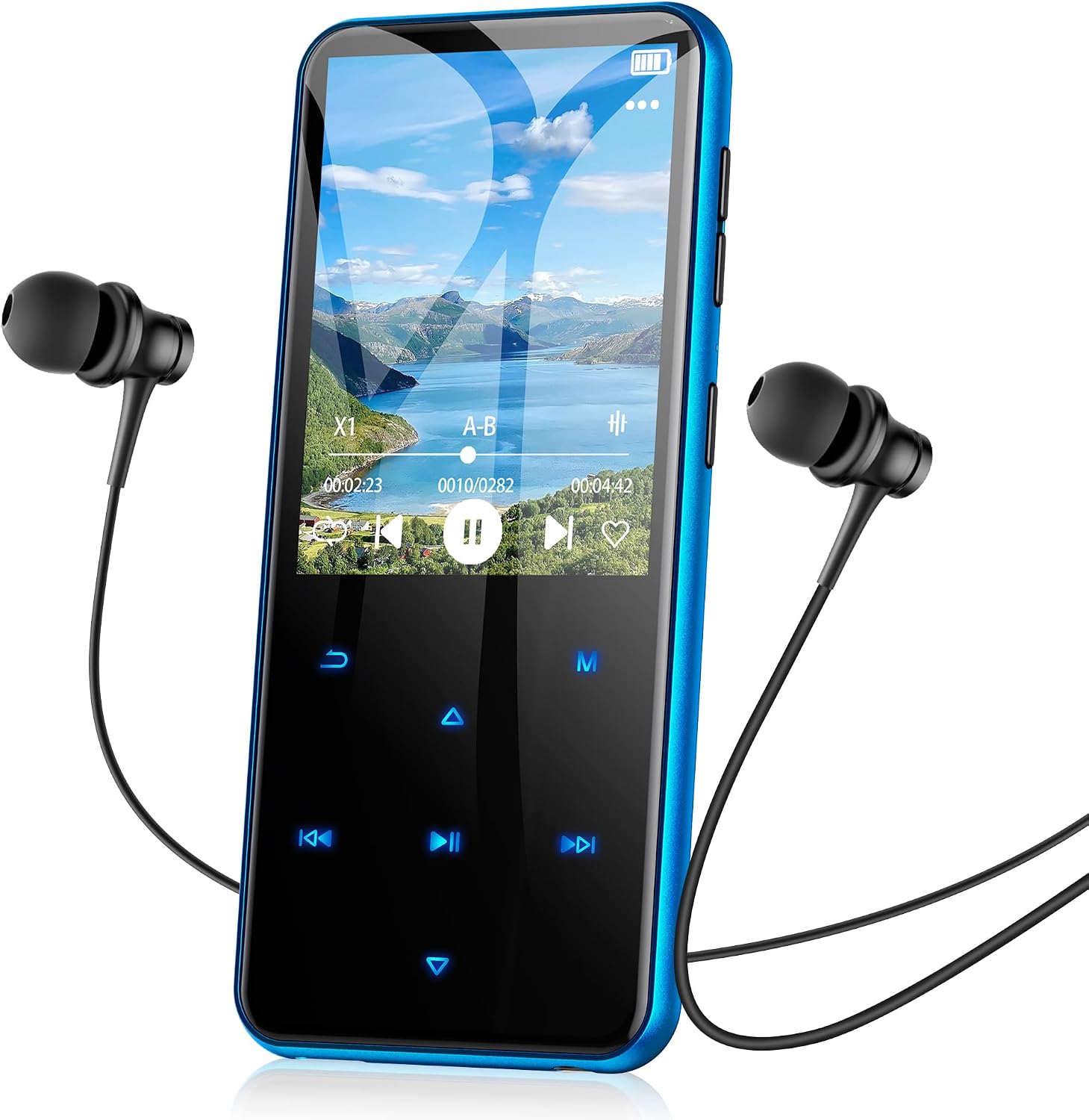 AGPTEK 64GB MP3 Player with Bluetooth, M3 2.4'' Player with Speaker | with FM Radio, Touch Buttons, Supports Up to 128GB(Purple)